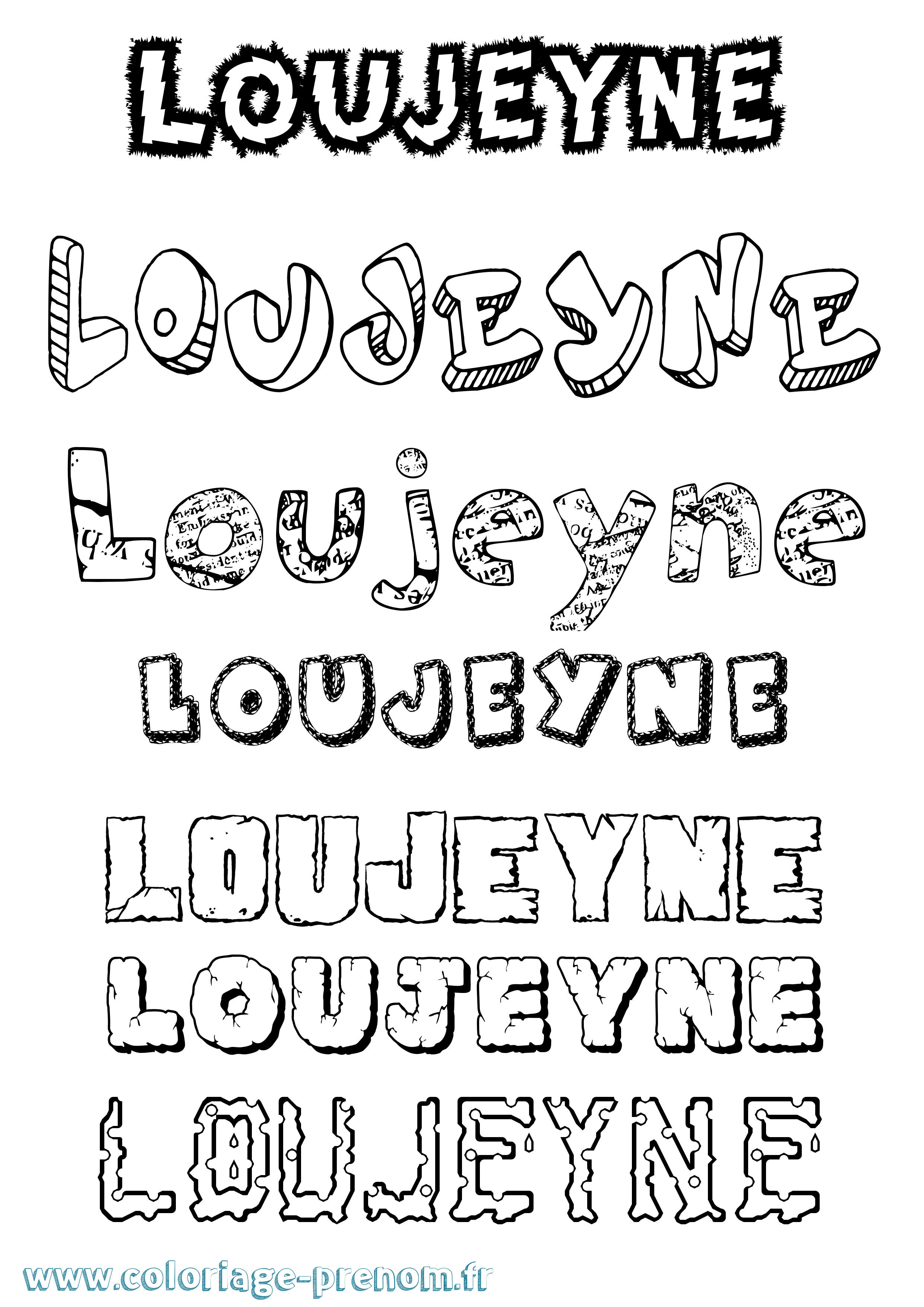 Coloriage Loujeyne Destructuré Coloriage prénom Loujeyne Destructuré