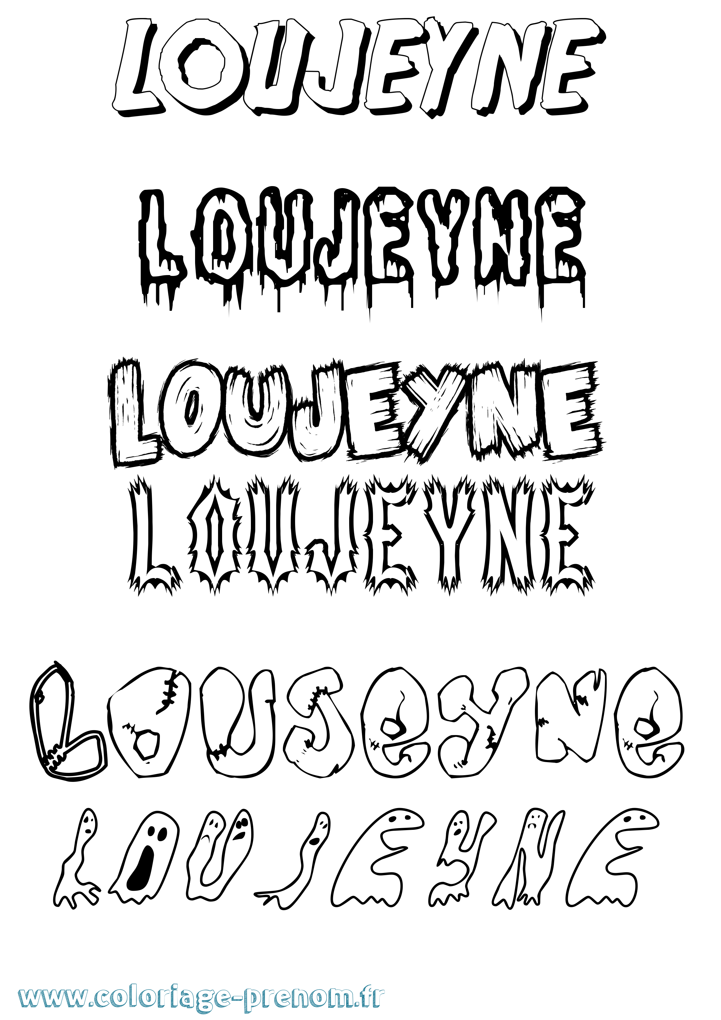 Coloriage Loujeyne Frisson Coloriage prénom Loujeyne Frisson