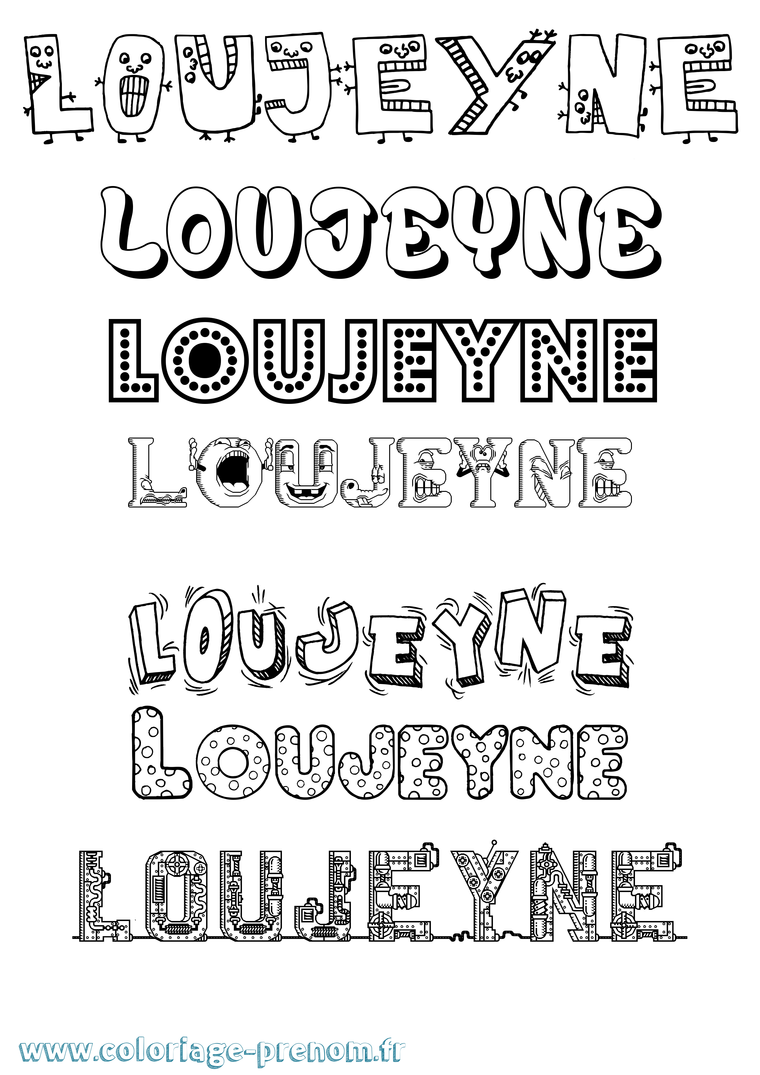 Coloriage Loujeyne Fun Coloriage prénom Loujeyne Fun