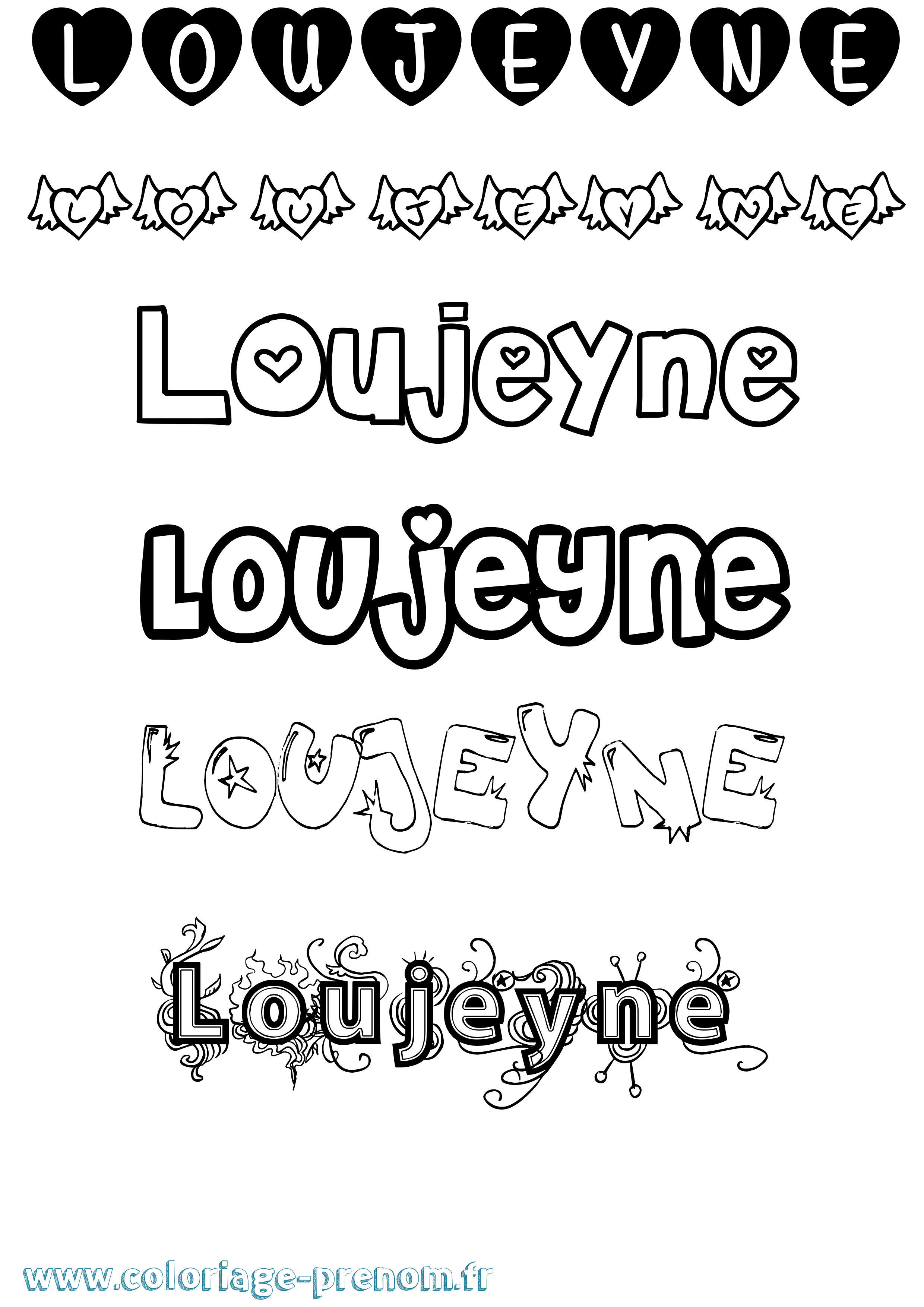 Coloriage Loujeyne Girly Coloriage prénom Loujeyne Girly