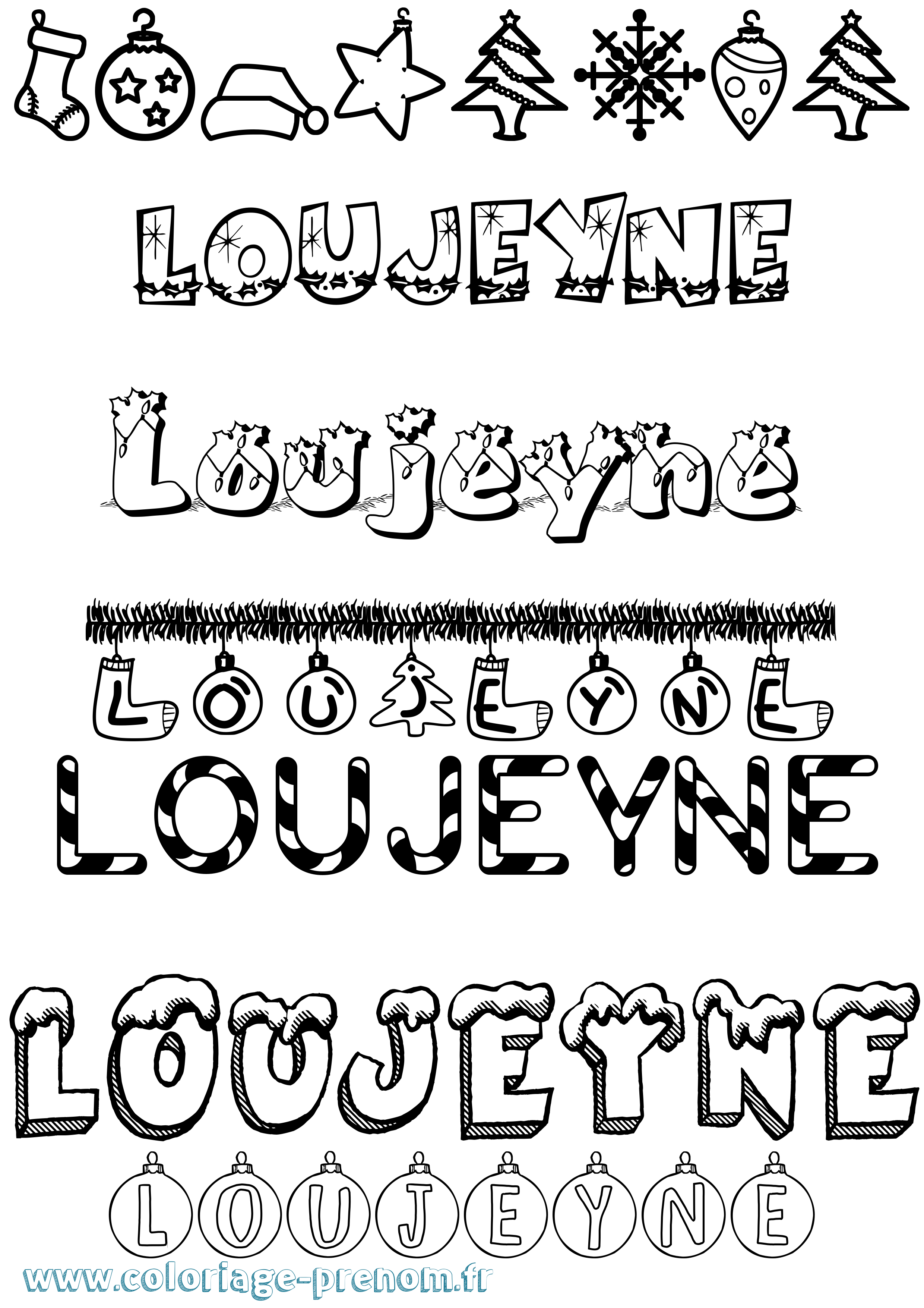 Coloriage Loujeyne Noël Coloriage prénom Loujeyne Noël