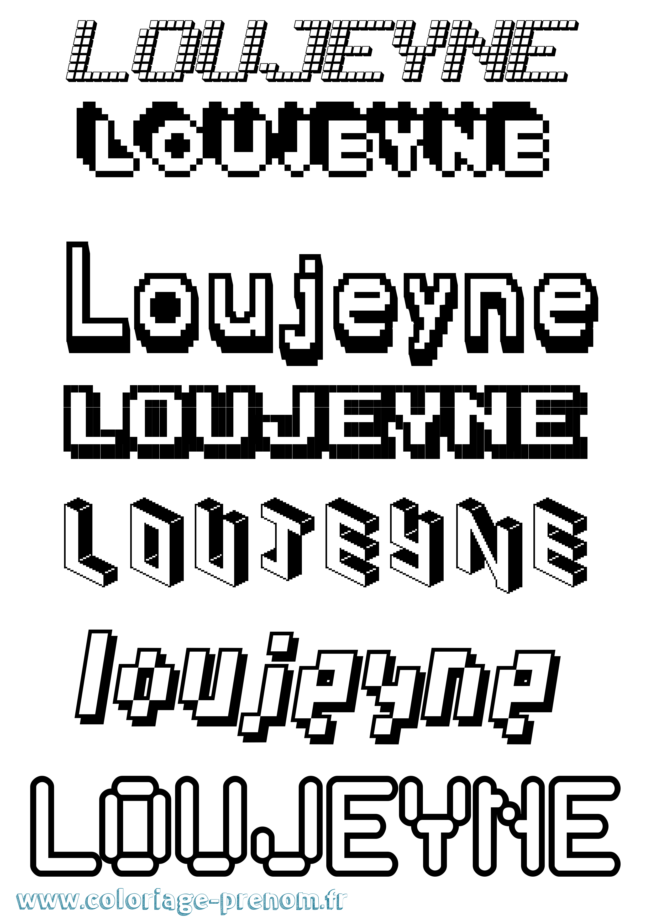 Coloriage Loujeyne Pixel Coloriage prénom Loujeyne Pixel