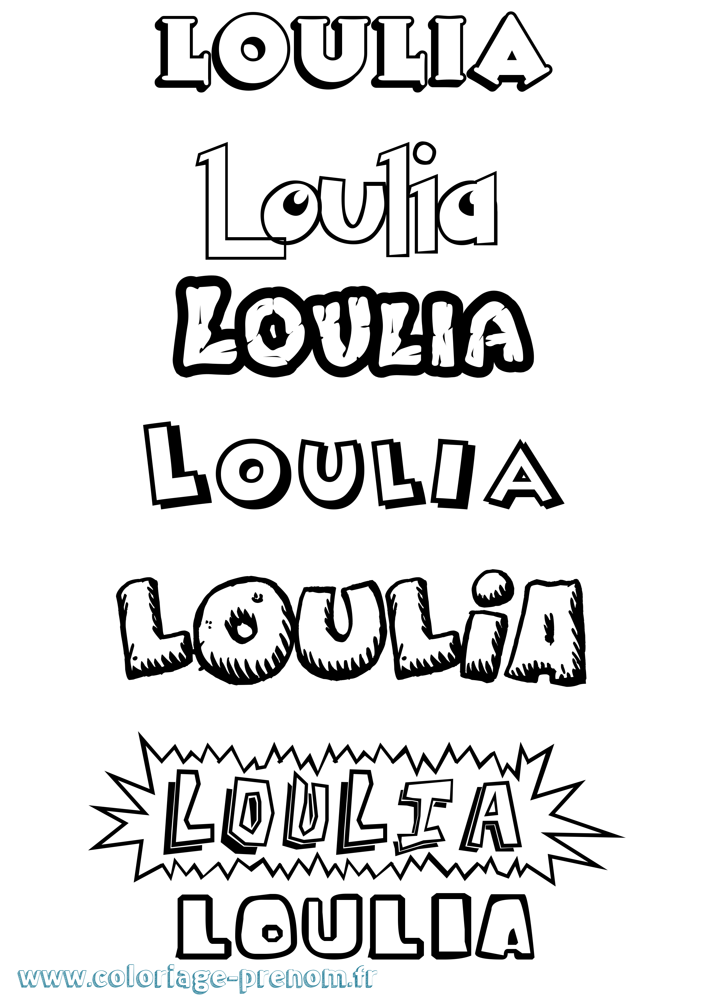 Coloriage Loulia Dessin Animé Coloriage prénom Loulia Dessin Animé