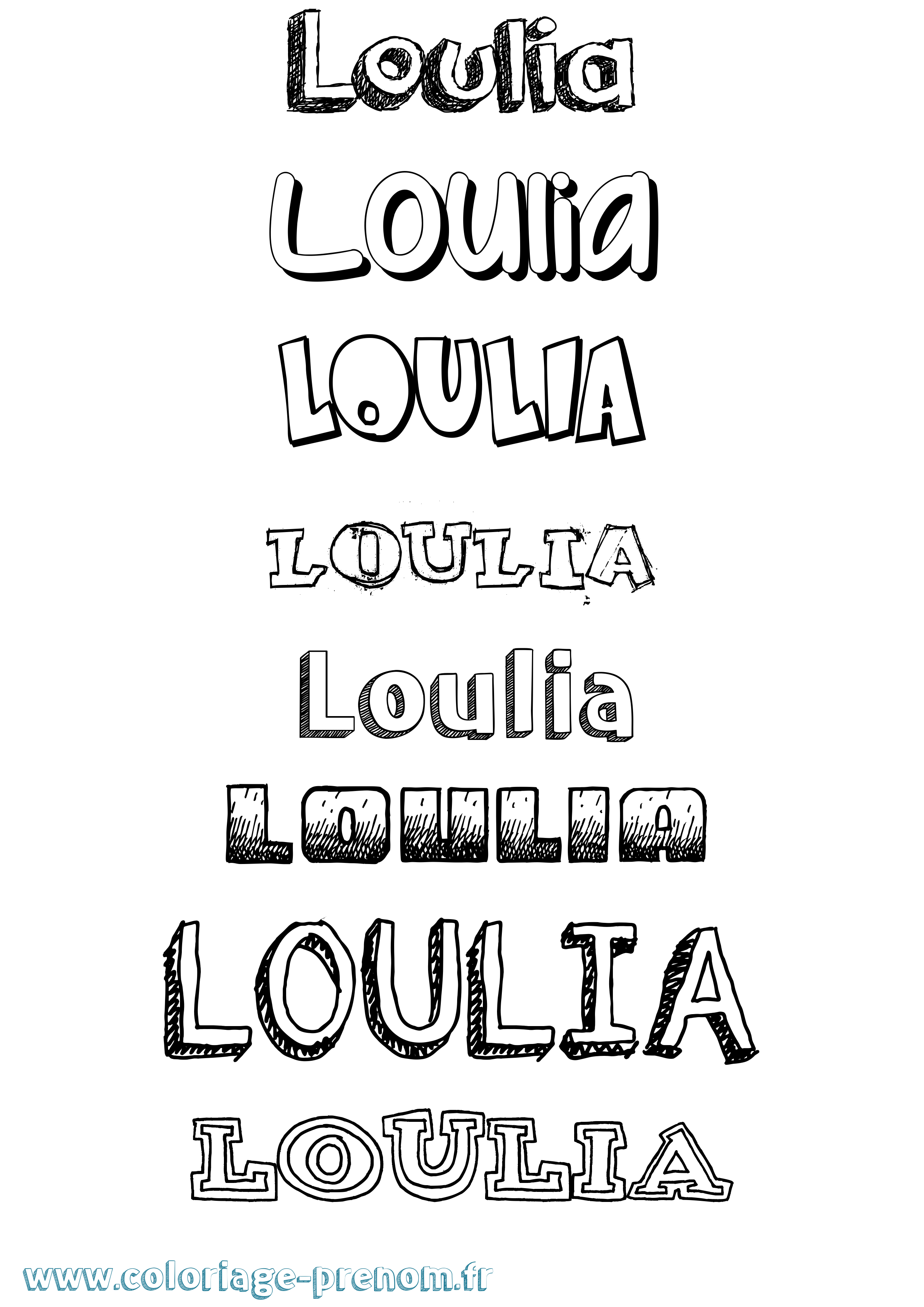 Coloriage Loulia Dessiné Coloriage prénom Loulia Dessiné
