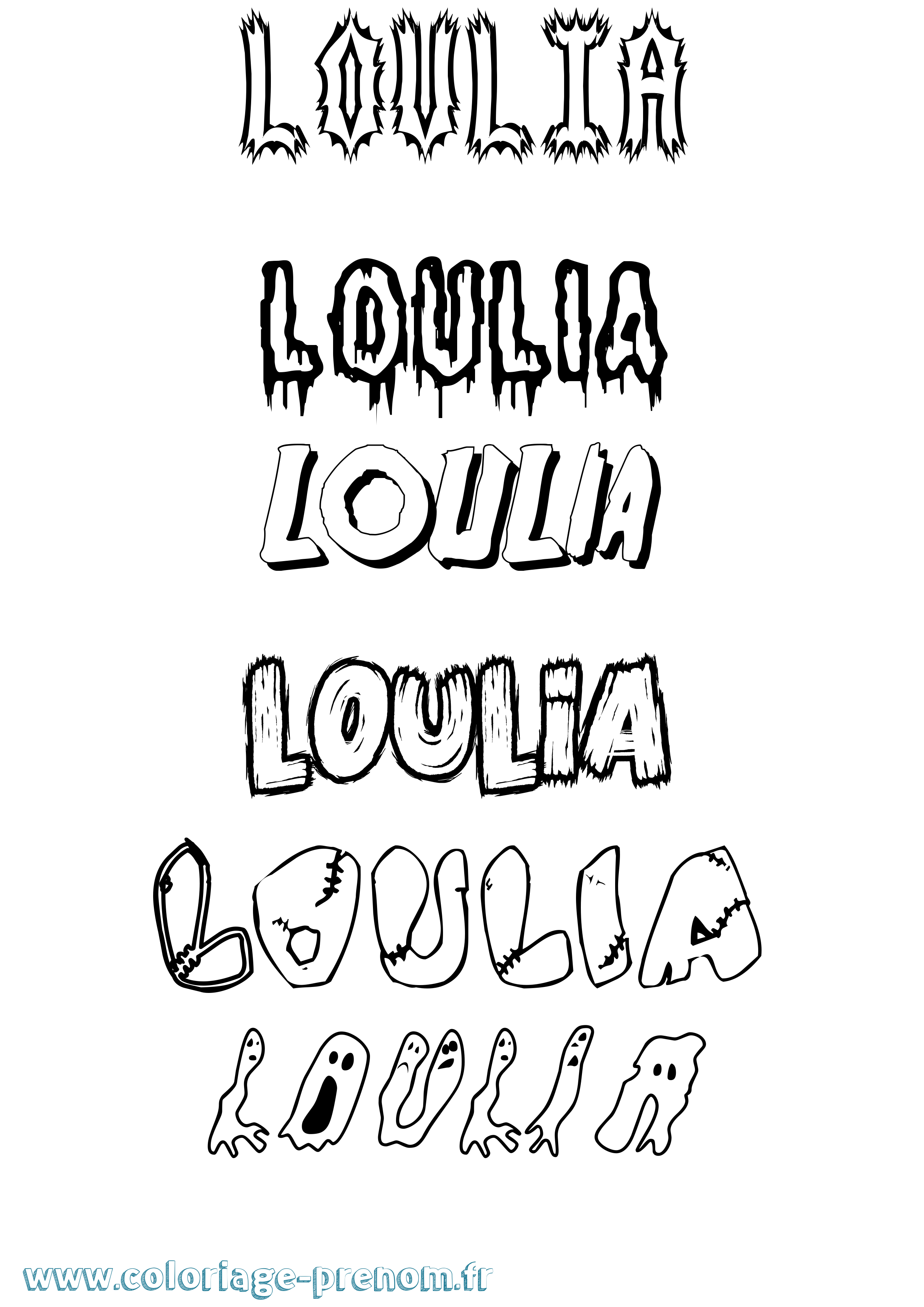Coloriage Loulia Frisson Coloriage prénom Loulia Frisson