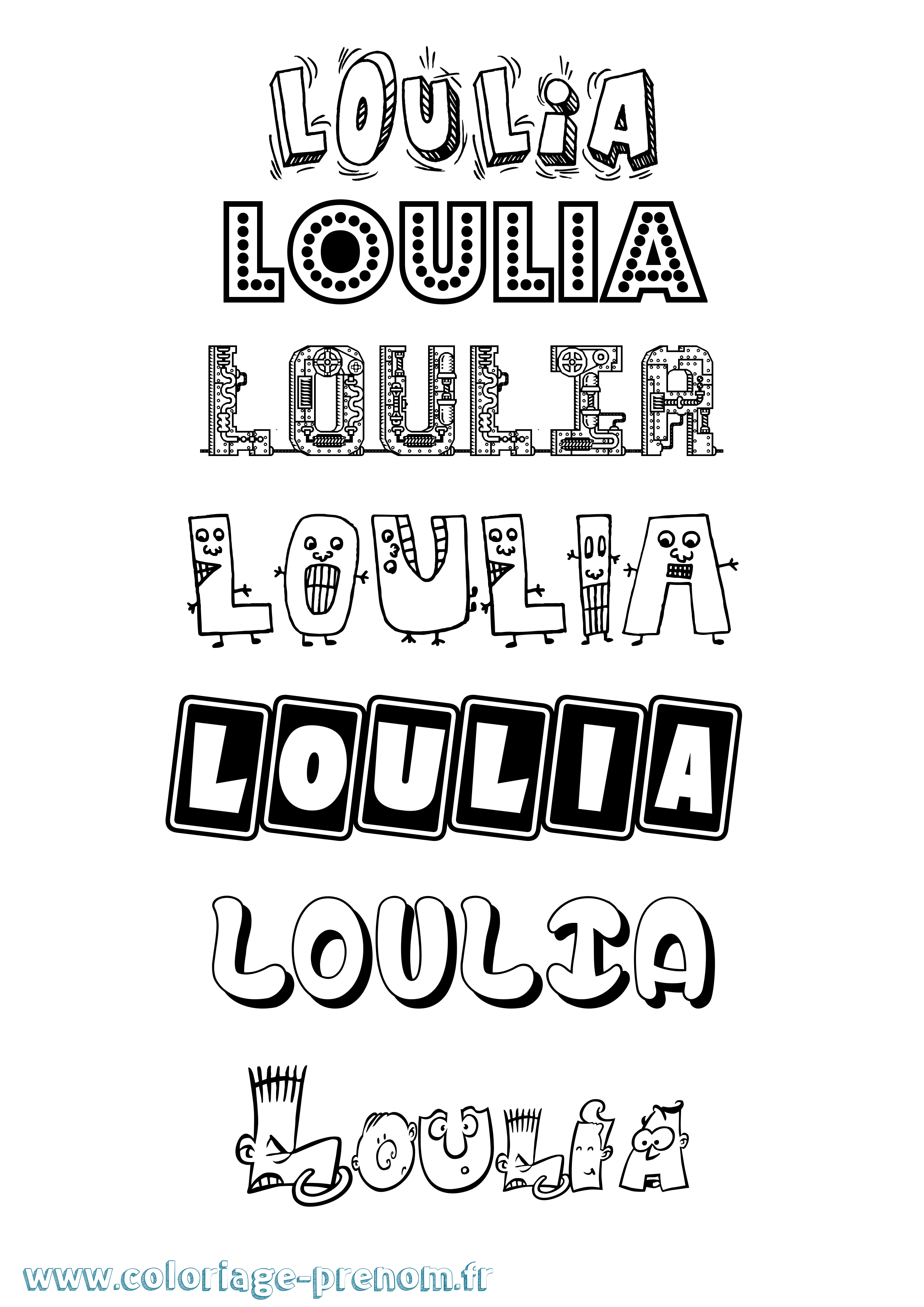 Coloriage Loulia Fun Coloriage prénom Loulia Fun