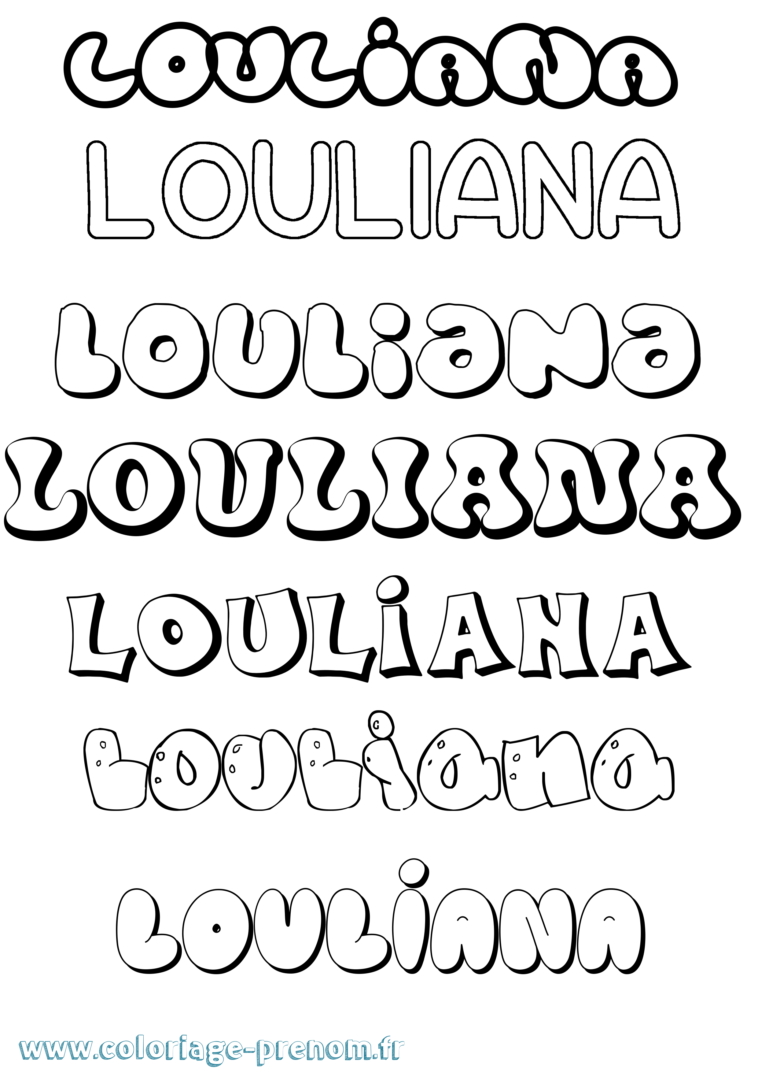 Coloriage Louliana Bubble Coloriage prénom Louliana Bubble