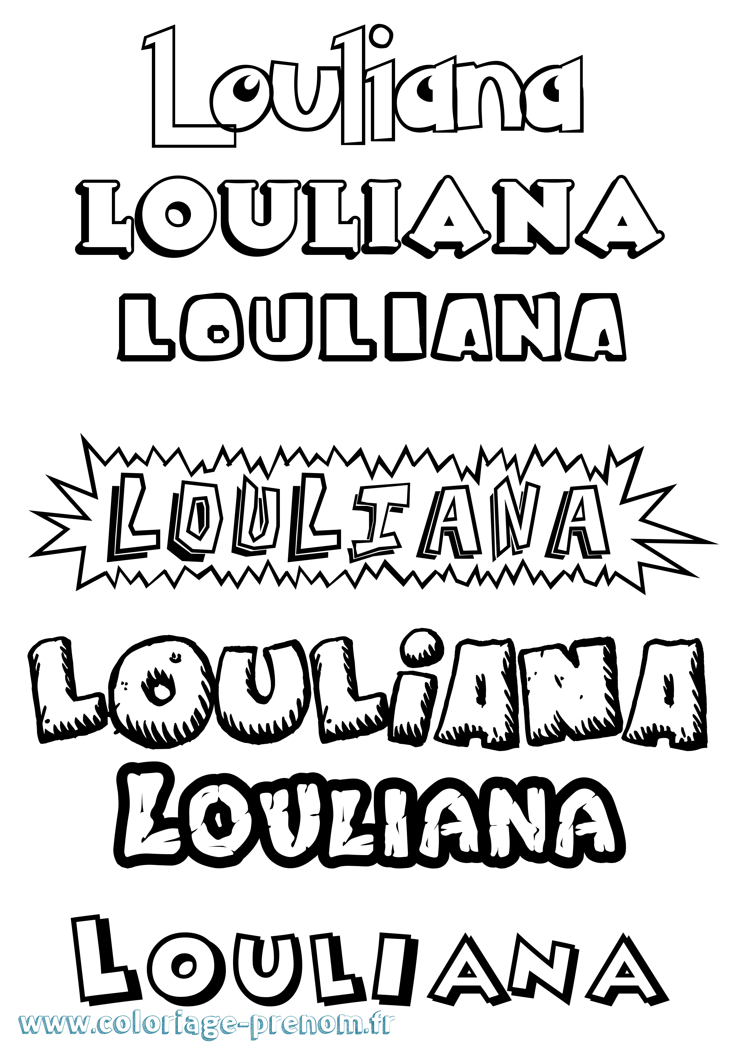 Coloriage Louliana Dessin Animé Coloriage prénom Louliana Dessin Animé