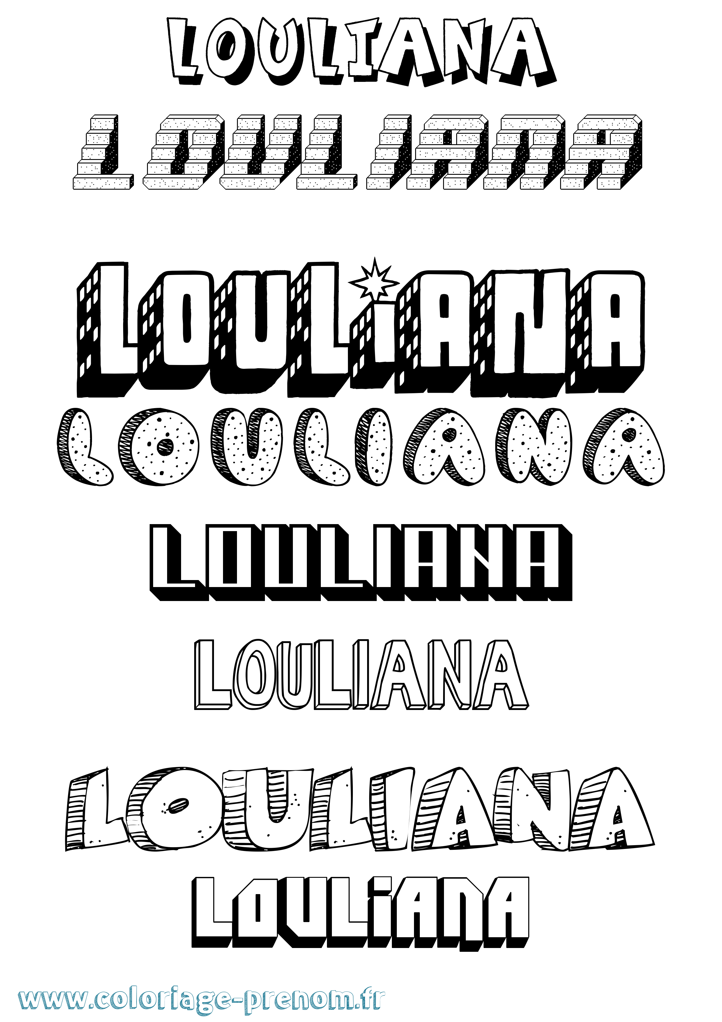 Coloriage Louliana Effet 3D Coloriage prénom Louliana Effet 3D