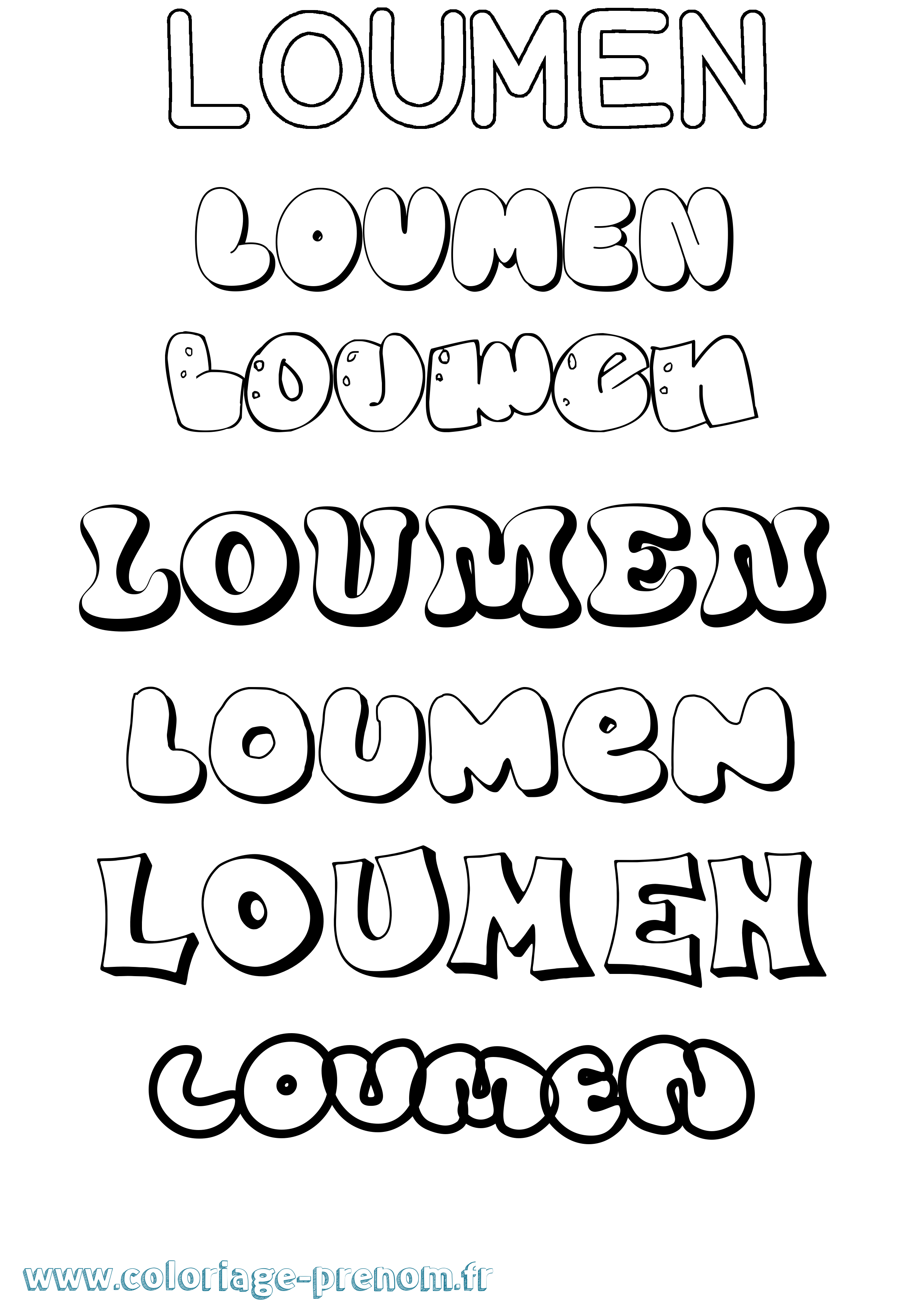 Coloriage Loumen Bubble Coloriage prénom Loumen Bubble