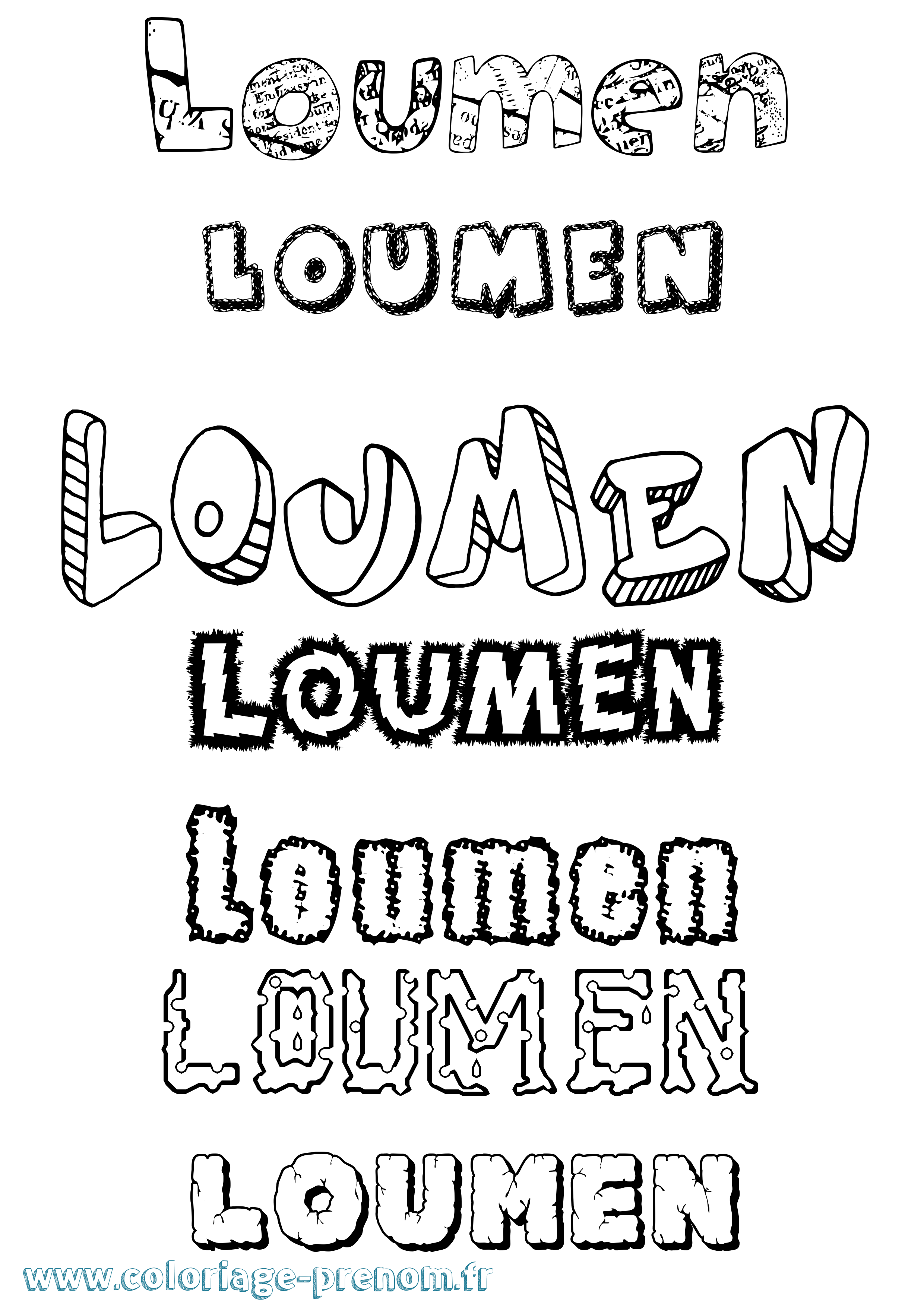 Coloriage Loumen Destructuré Coloriage prénom Loumen Destructuré