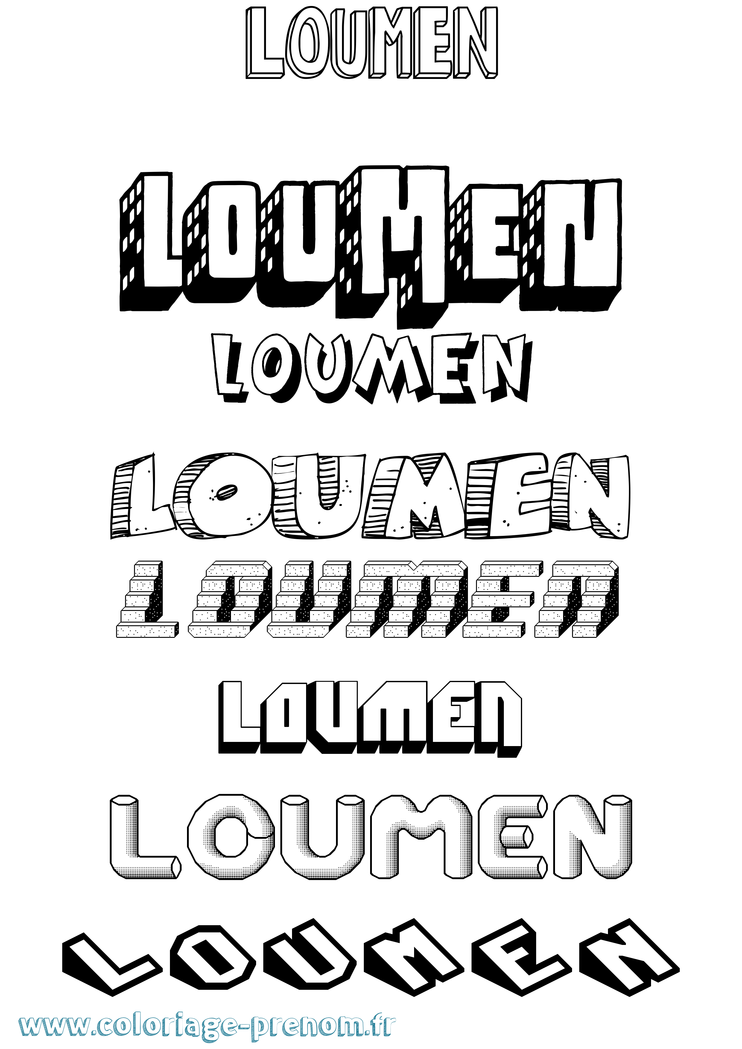 Coloriage Loumen Effet 3D Coloriage prénom Loumen Effet 3D