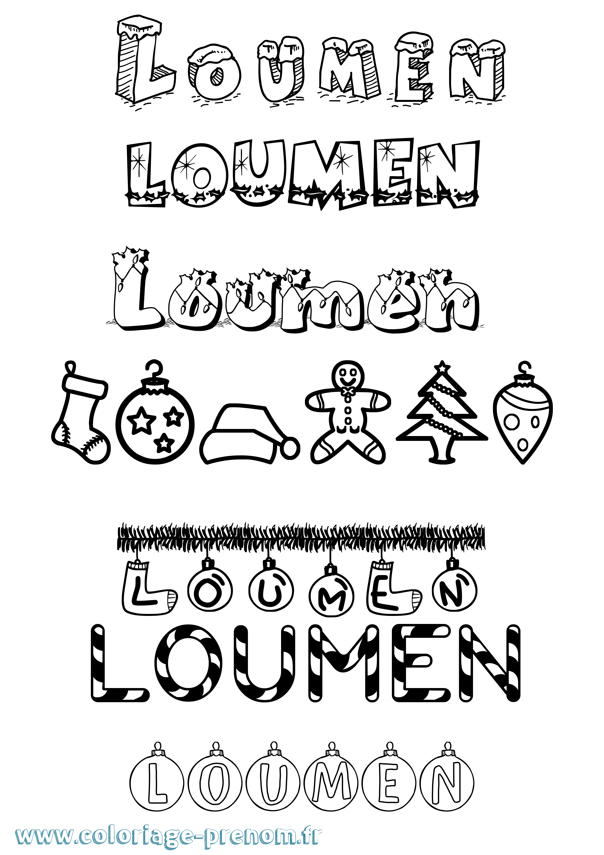 Coloriage Loumen Noël Coloriage prénom Loumen Noël