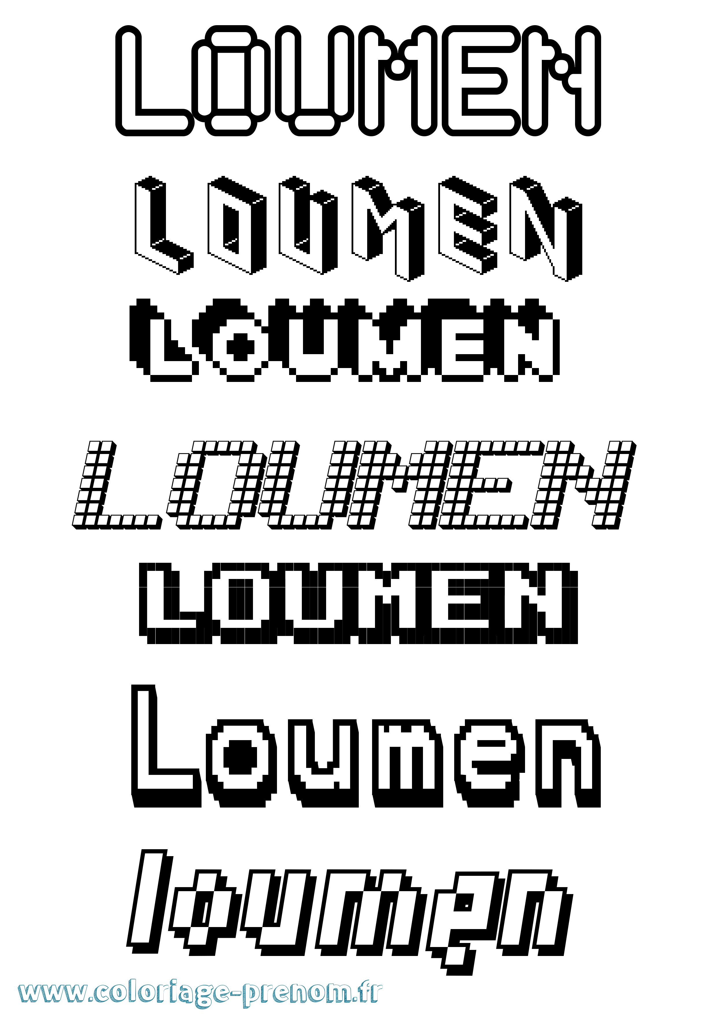 Coloriage Loumen Pixel Coloriage prénom Loumen Pixel