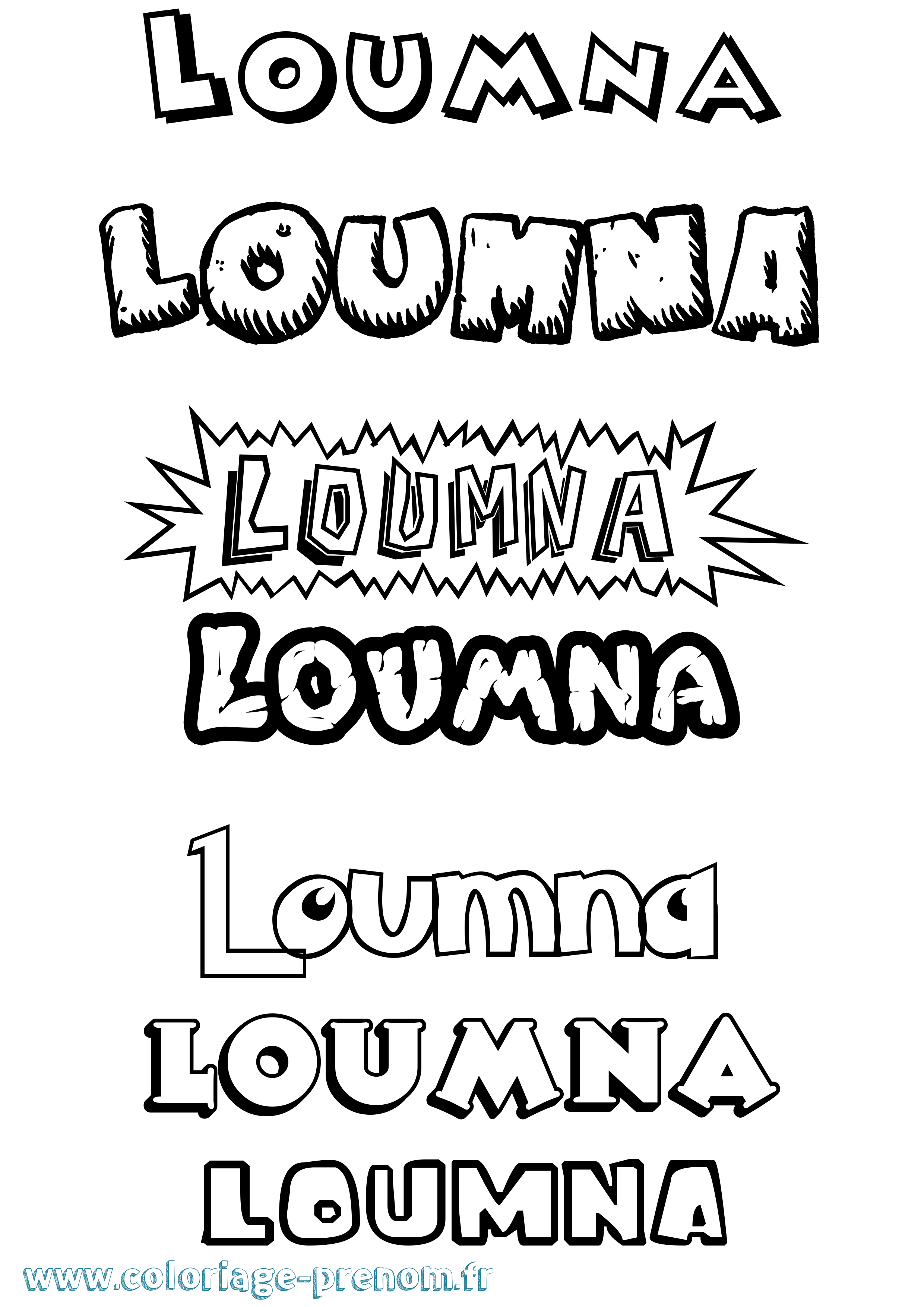 Coloriage Loumna Dessin Animé Coloriage prénom Loumna Dessin Animé
