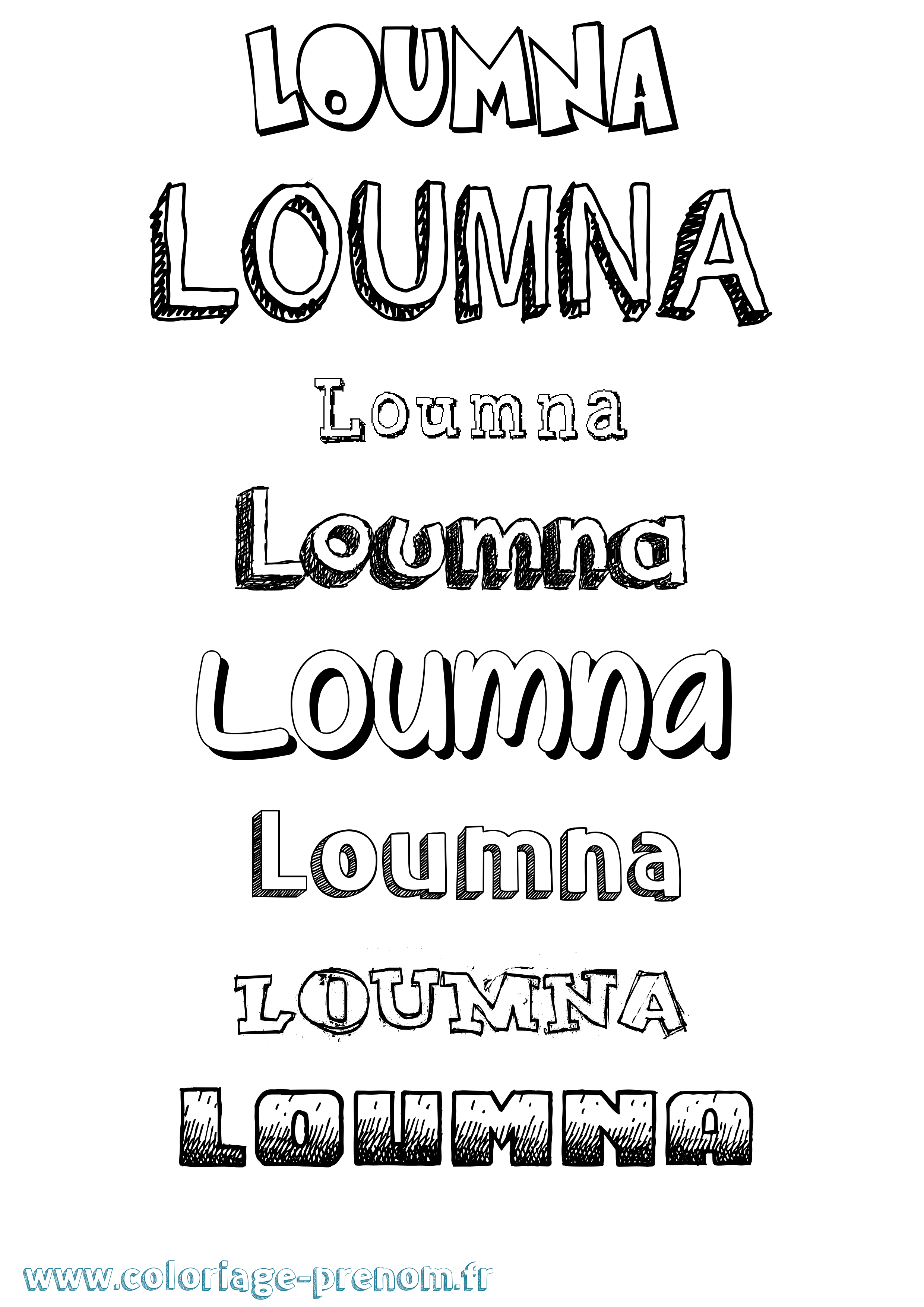 Coloriage Loumna Dessiné Coloriage prénom Loumna Dessiné