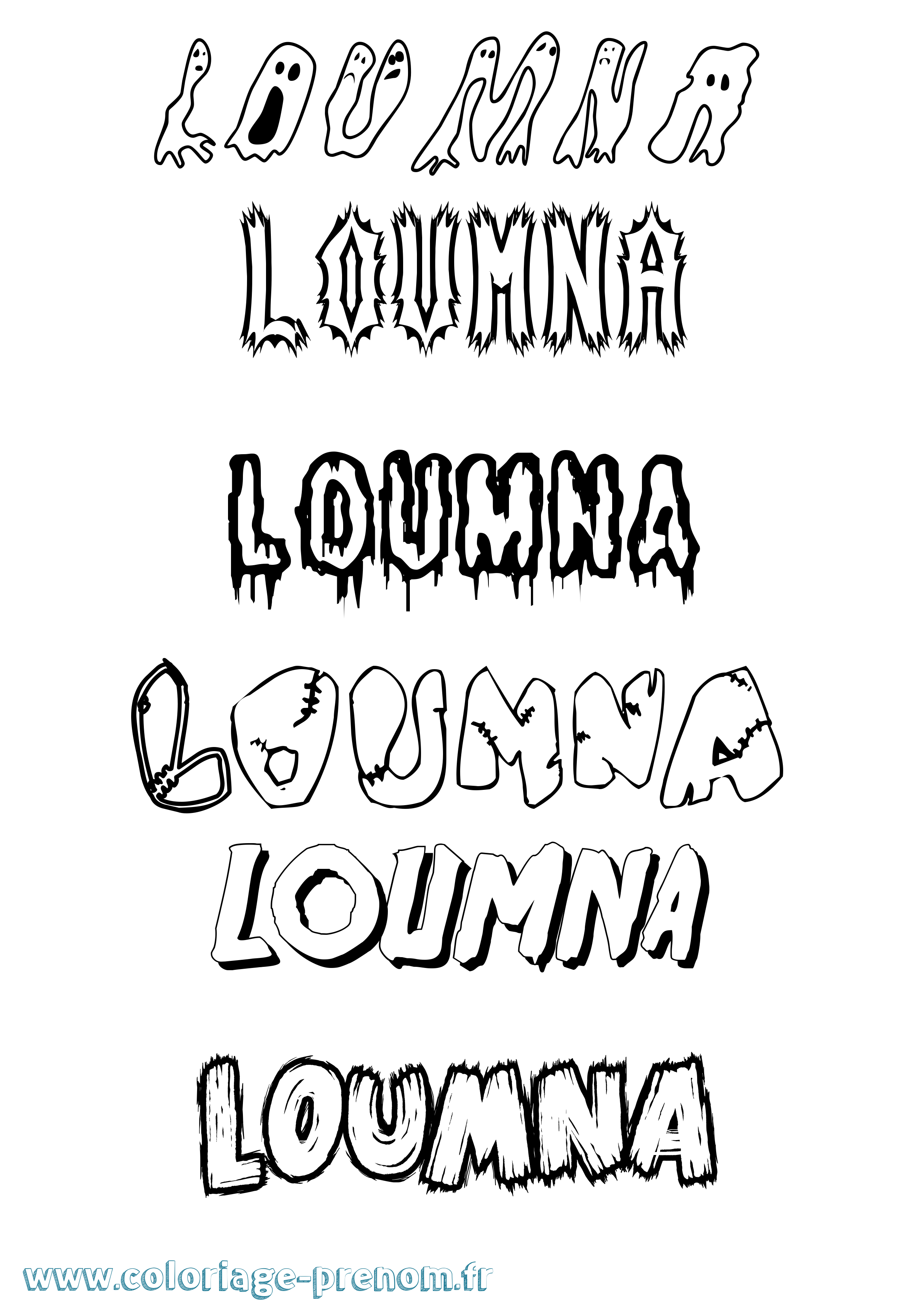 Coloriage Loumna Frisson Coloriage prénom Loumna Frisson