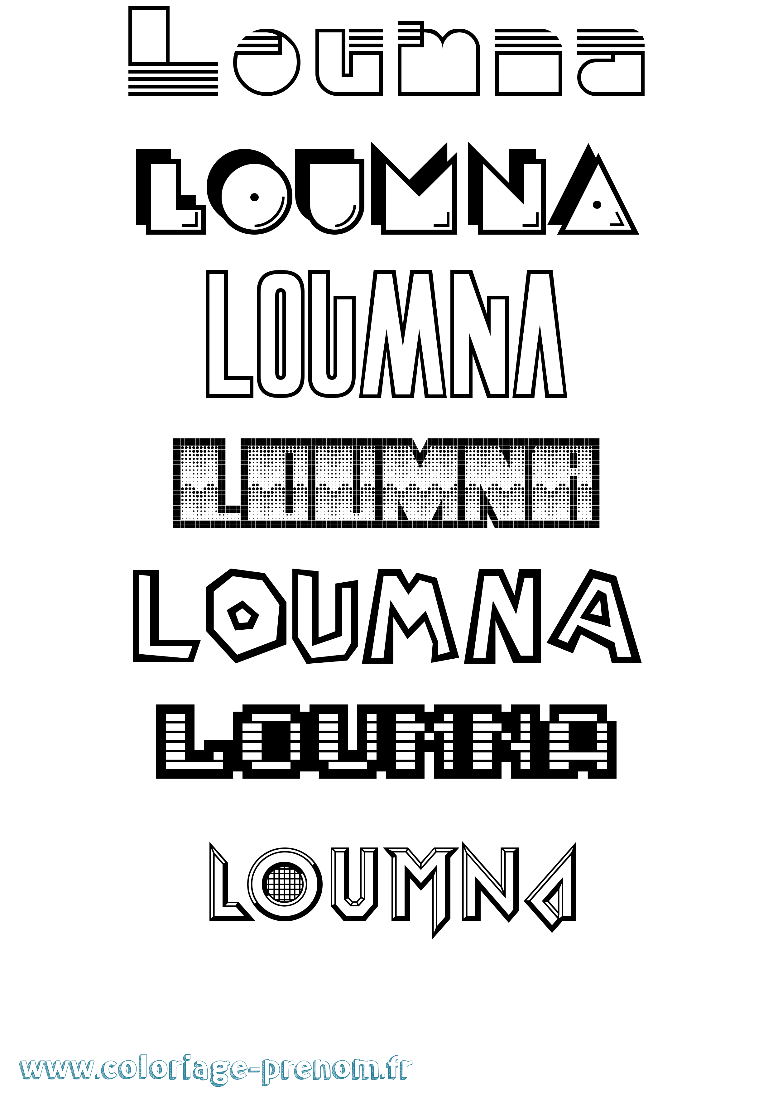 Coloriage Loumna Jeux Vidéos Coloriage prénom Loumna Jeux Vidéos