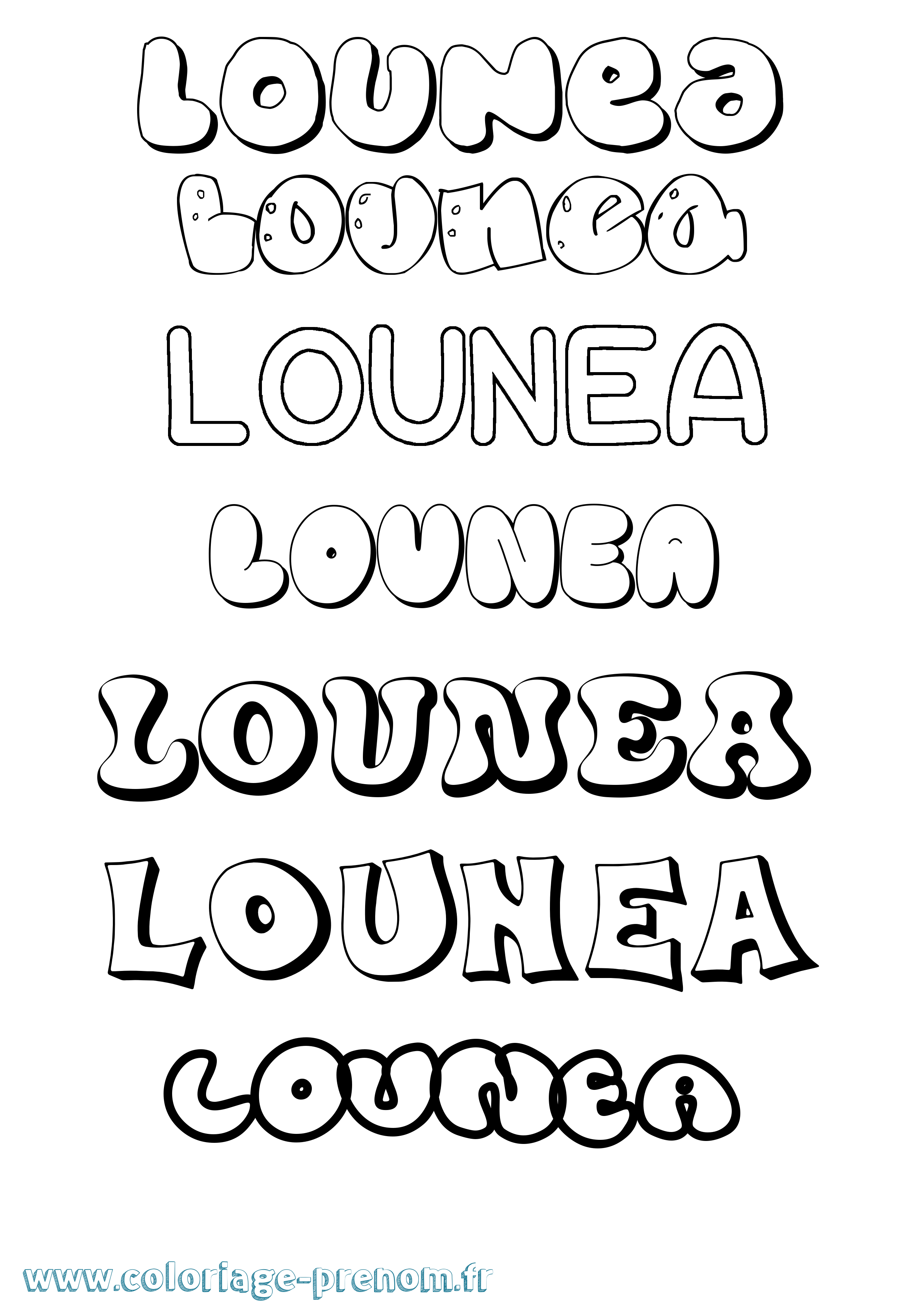 Coloriage Lounea Bubble Coloriage prénom Lounea Bubble