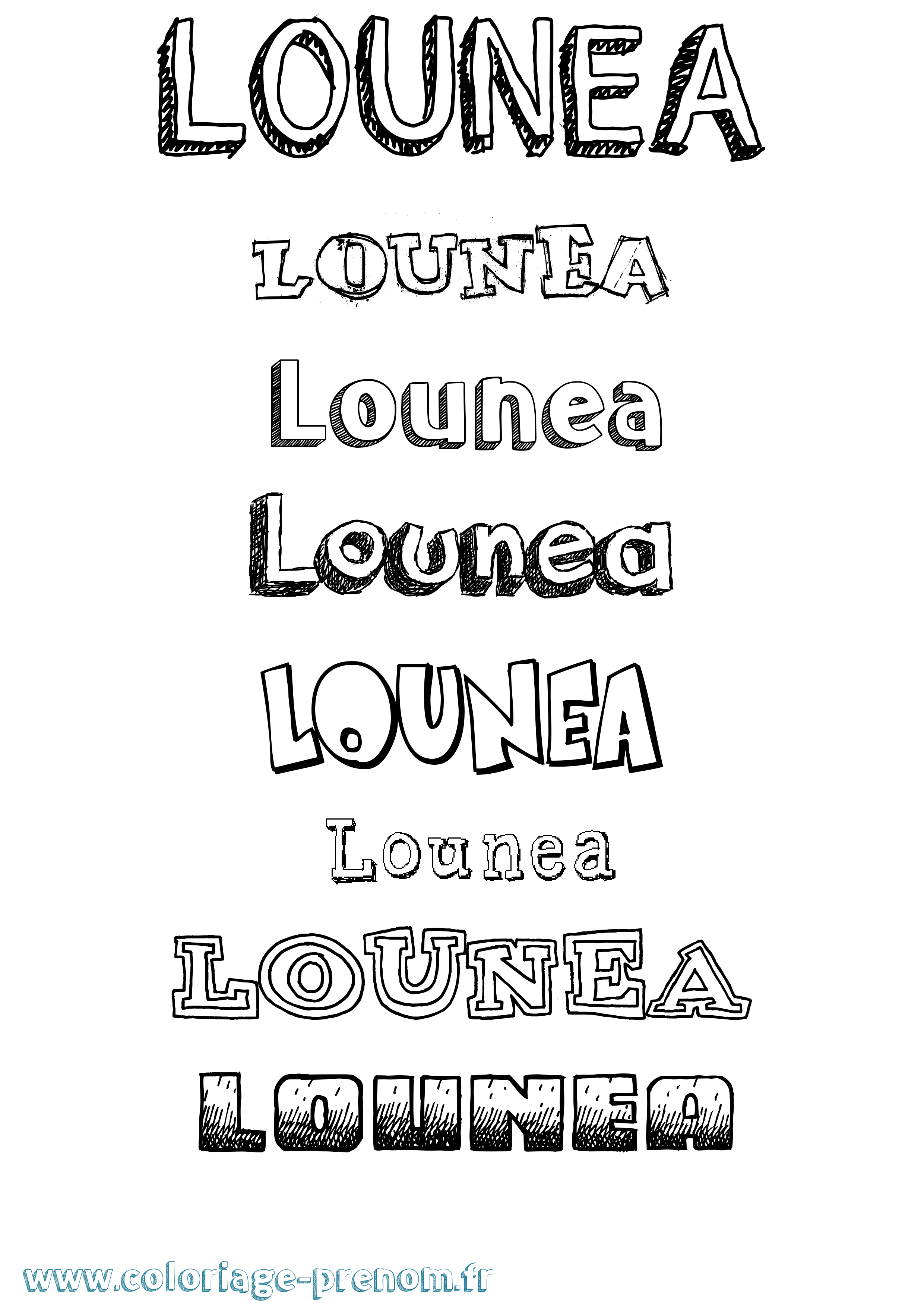 Coloriage Lounea Dessiné Coloriage prénom Lounea Dessiné