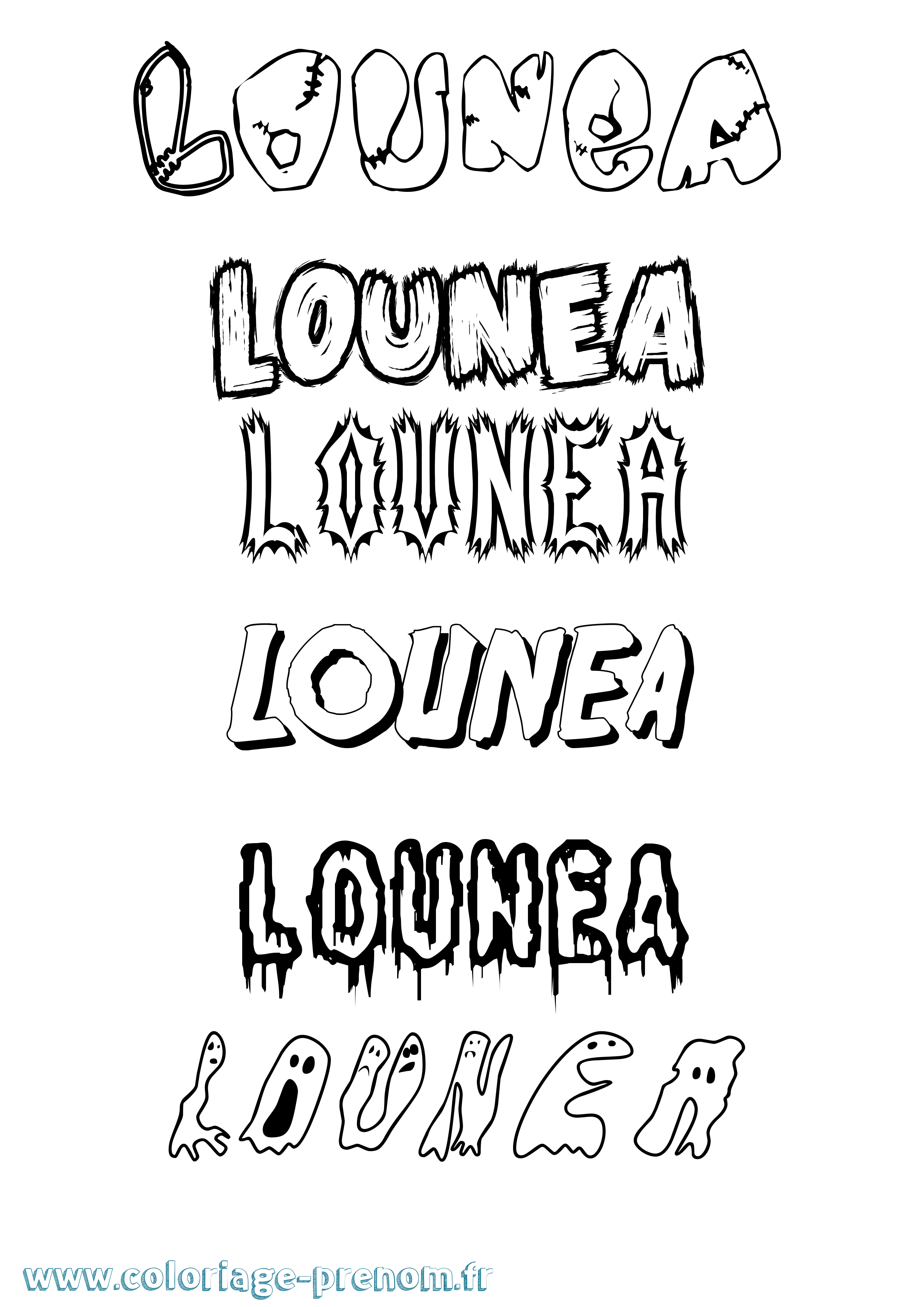 Coloriage Lounea Frisson Coloriage prénom Lounea Frisson