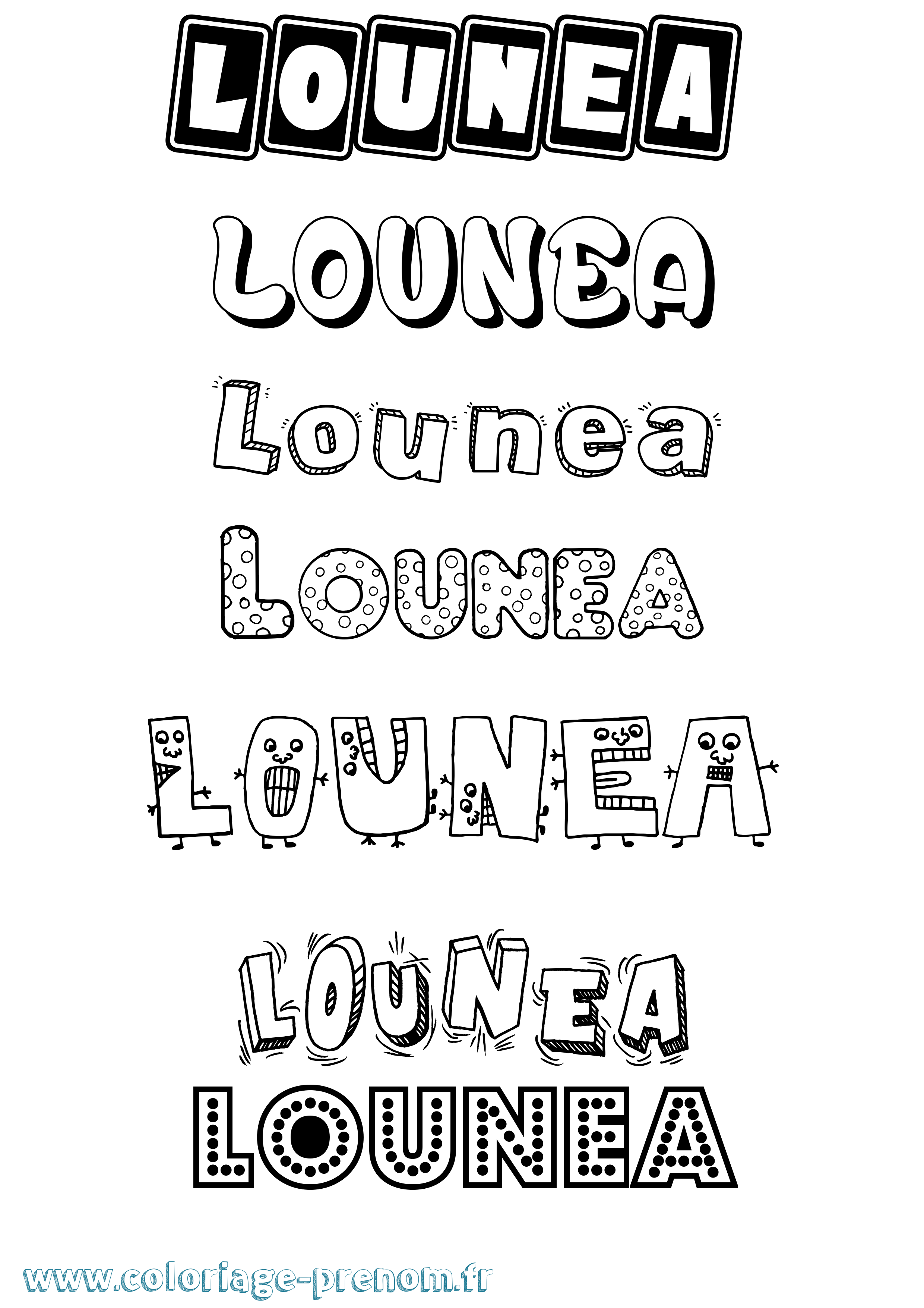 Coloriage Lounea Fun Coloriage prénom Lounea Fun