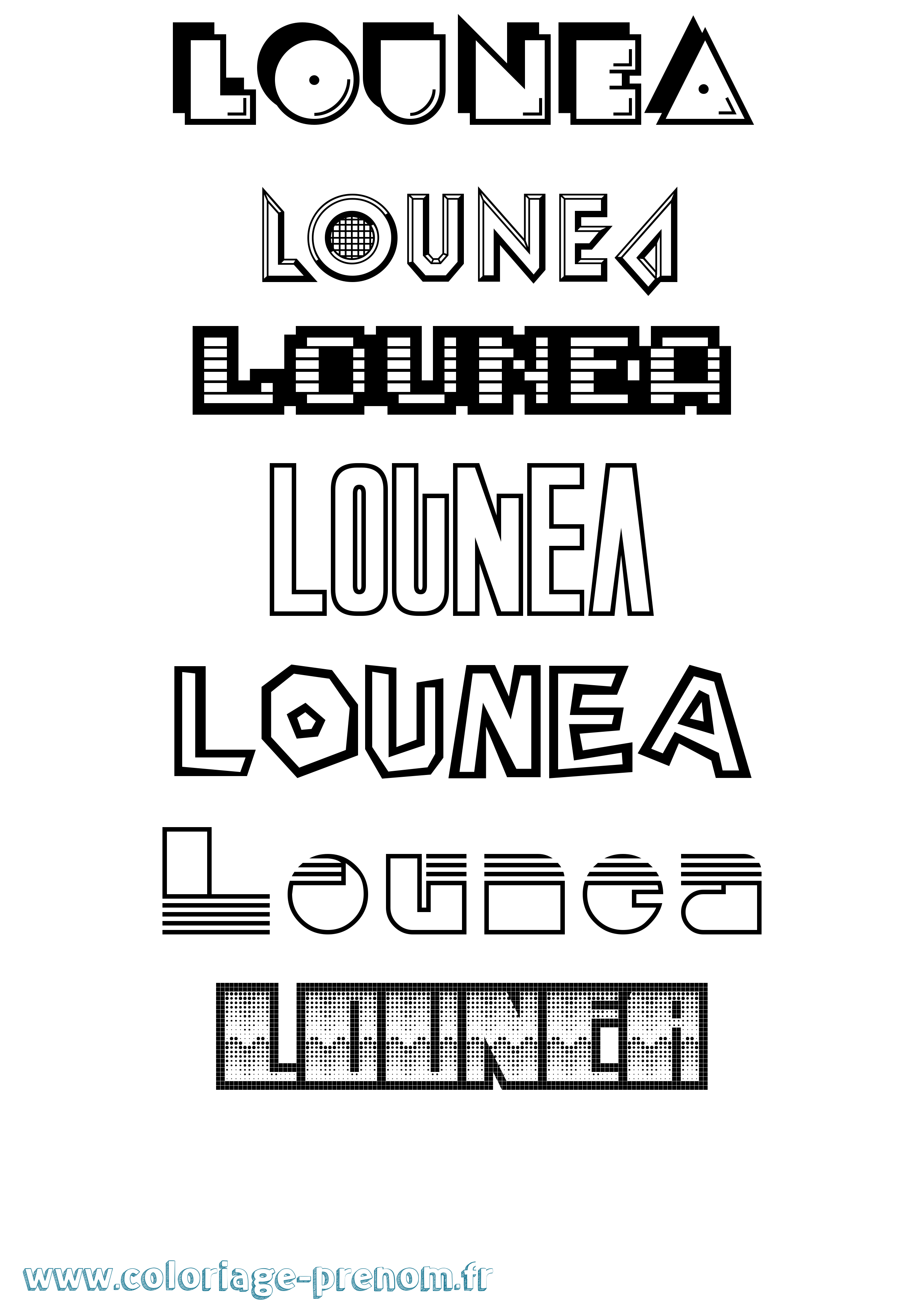 Coloriage Lounea Jeux Vidéos Coloriage prénom Lounea Jeux Vidéos