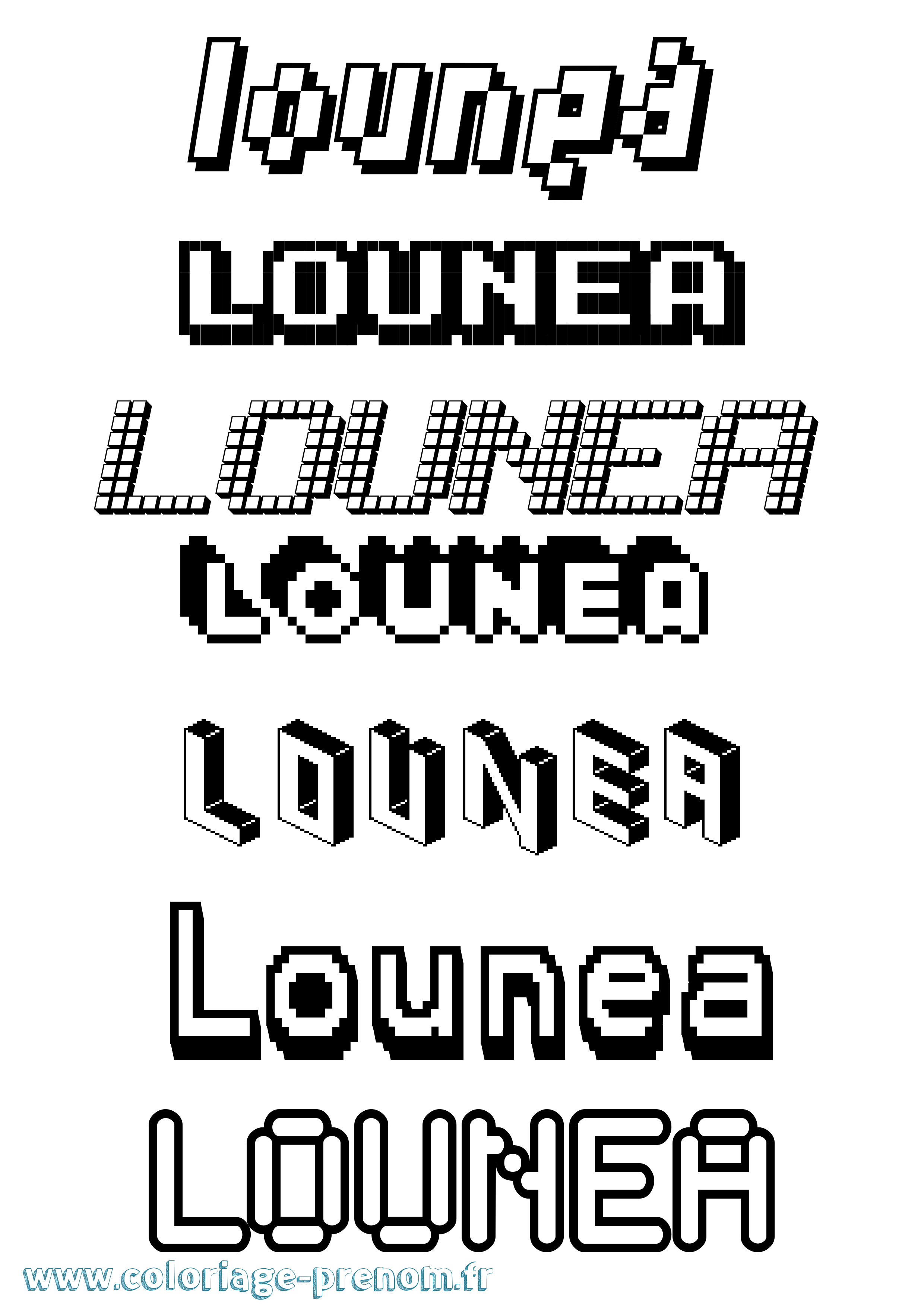 Coloriage Lounea Pixel Coloriage prénom Lounea Pixel