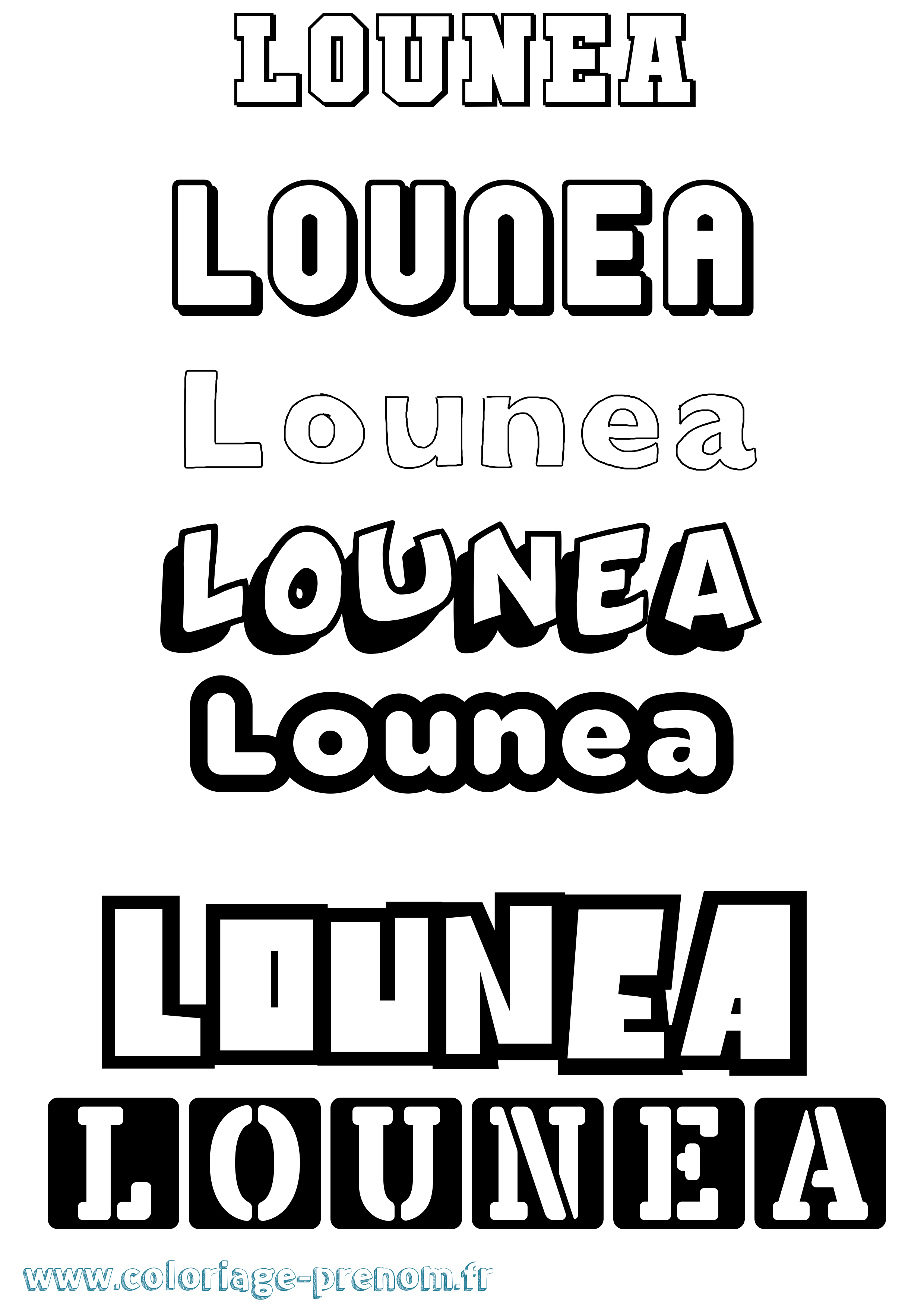 Coloriage Lounea Simple Coloriage prénom Lounea Simple