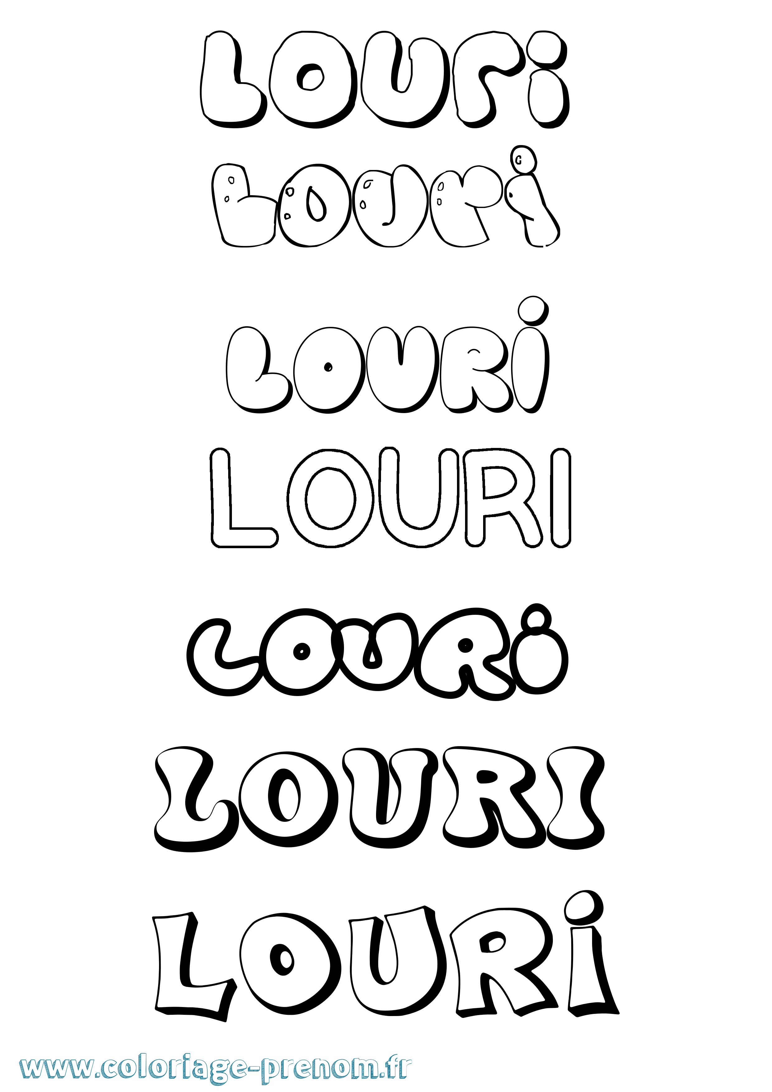 Coloriage Louri Bubble Coloriage prénom Louri Bubble