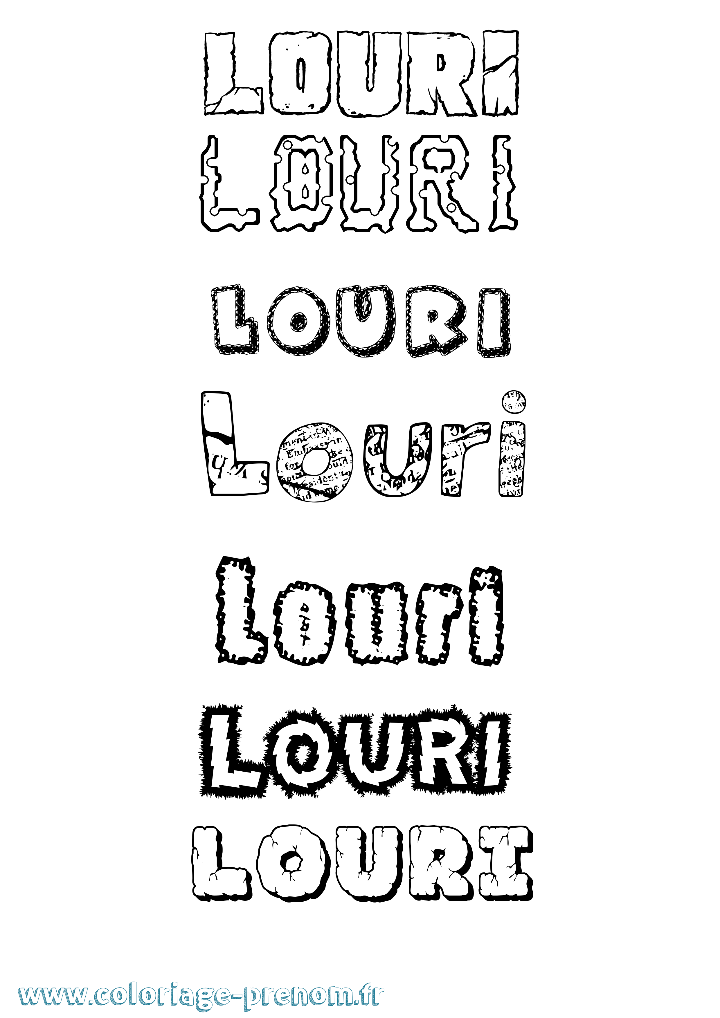 Coloriage Louri Destructuré Coloriage prénom Louri Destructuré