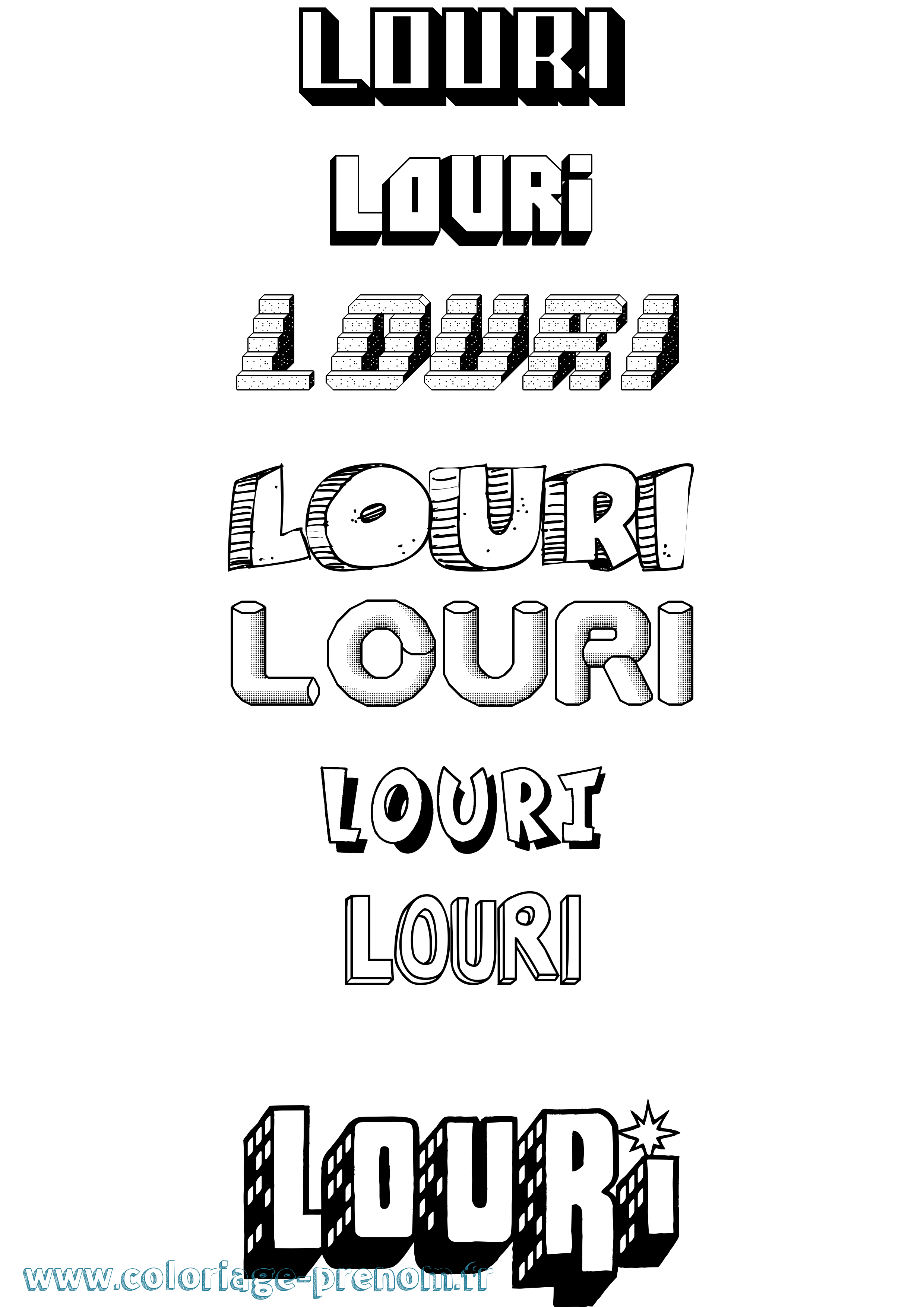 Coloriage Louri Effet 3D Coloriage prénom Louri Effet 3D
