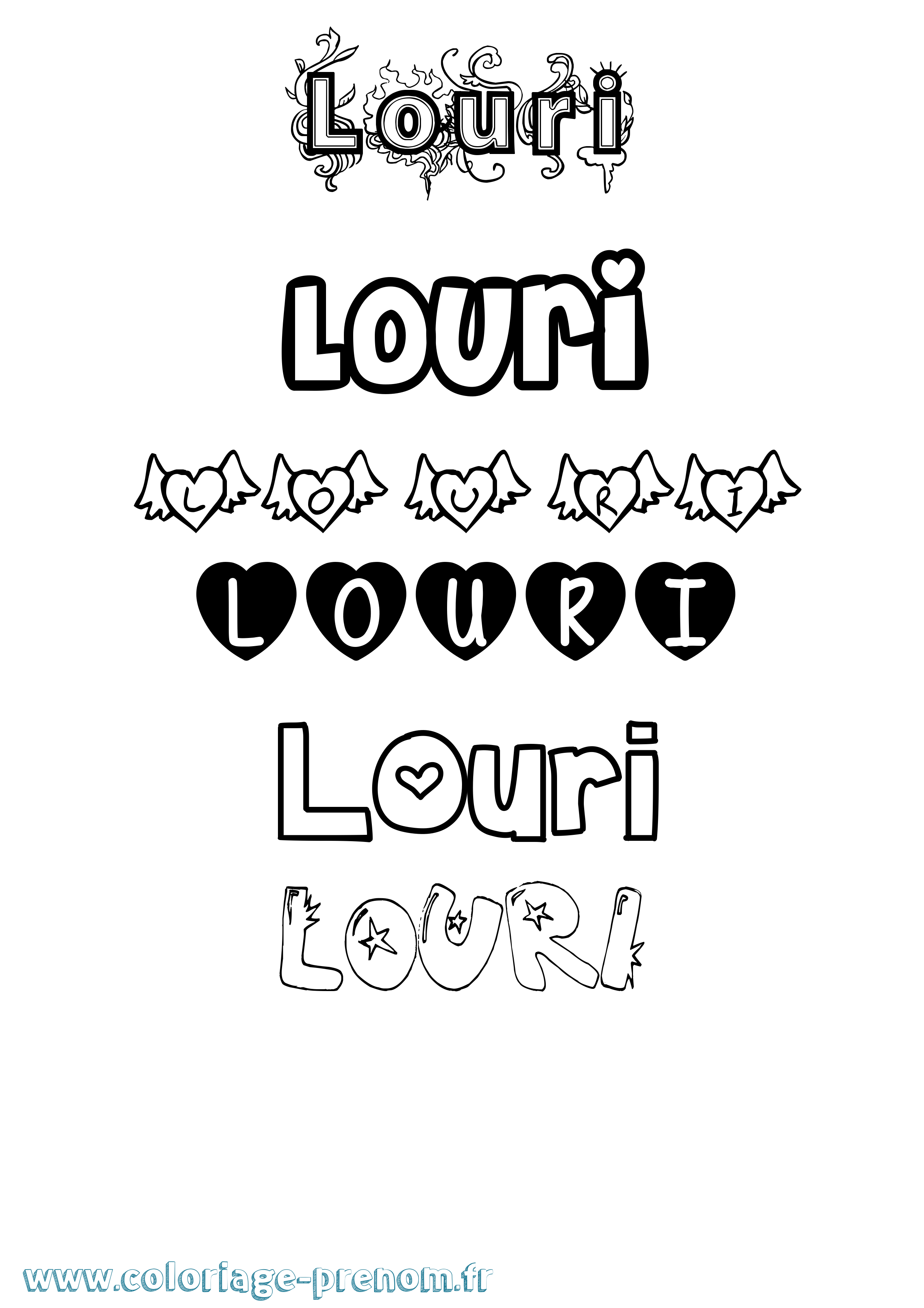 Coloriage Louri Girly Coloriage prénom Louri Girly
