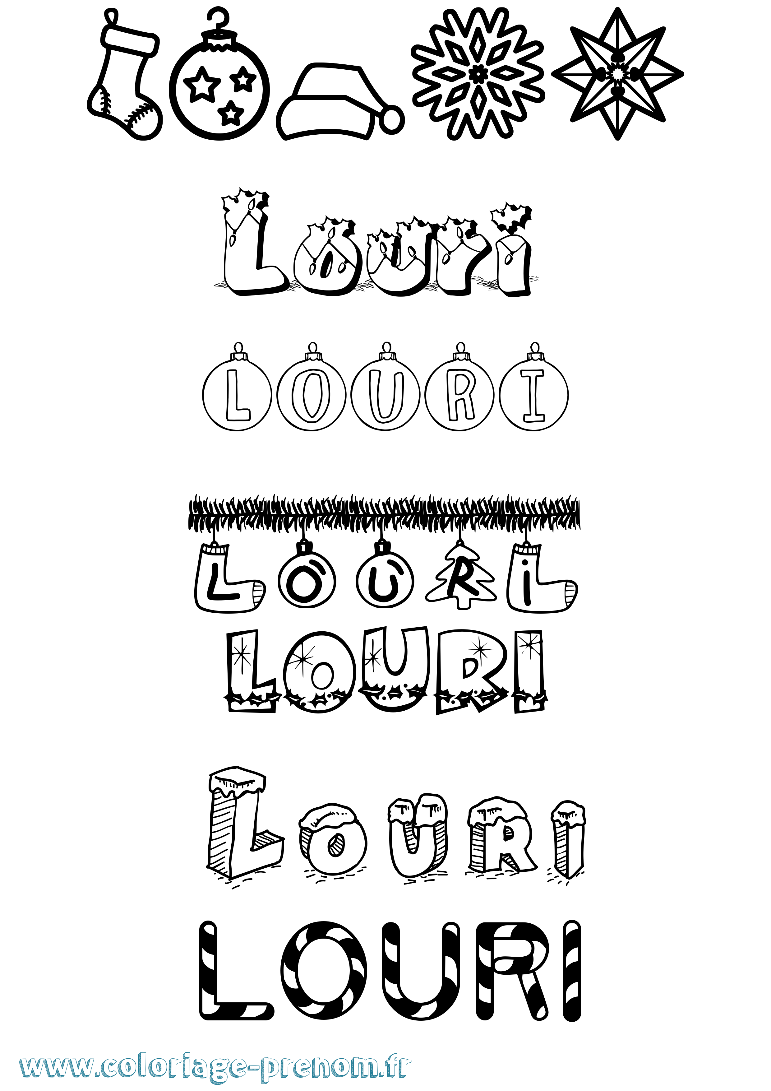 Coloriage Louri Noël Coloriage prénom Louri Noël