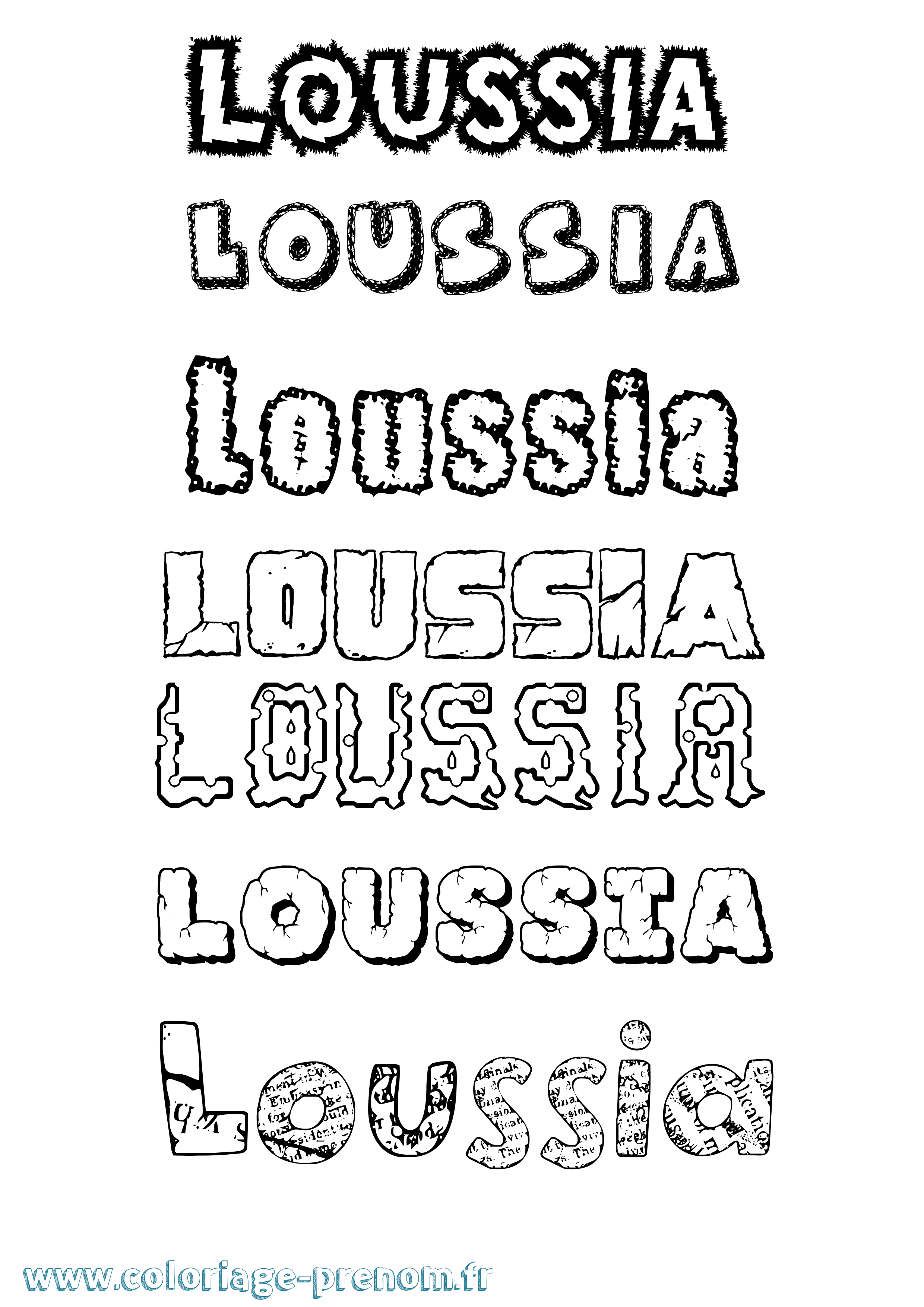 Coloriage Loussia Destructuré Coloriage prénom Loussia Destructuré