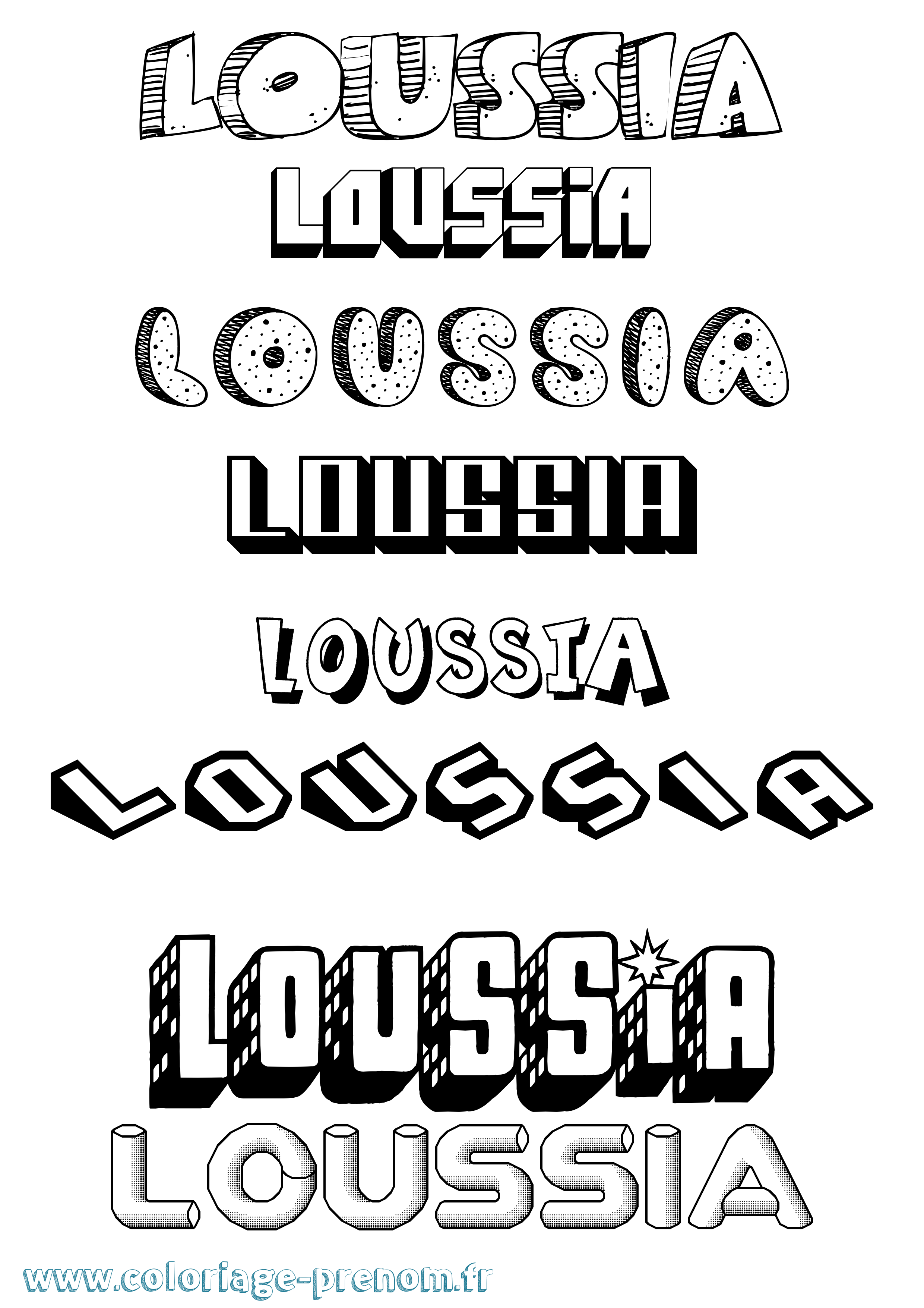 Coloriage Loussia Effet 3D Coloriage prénom Loussia Effet 3D