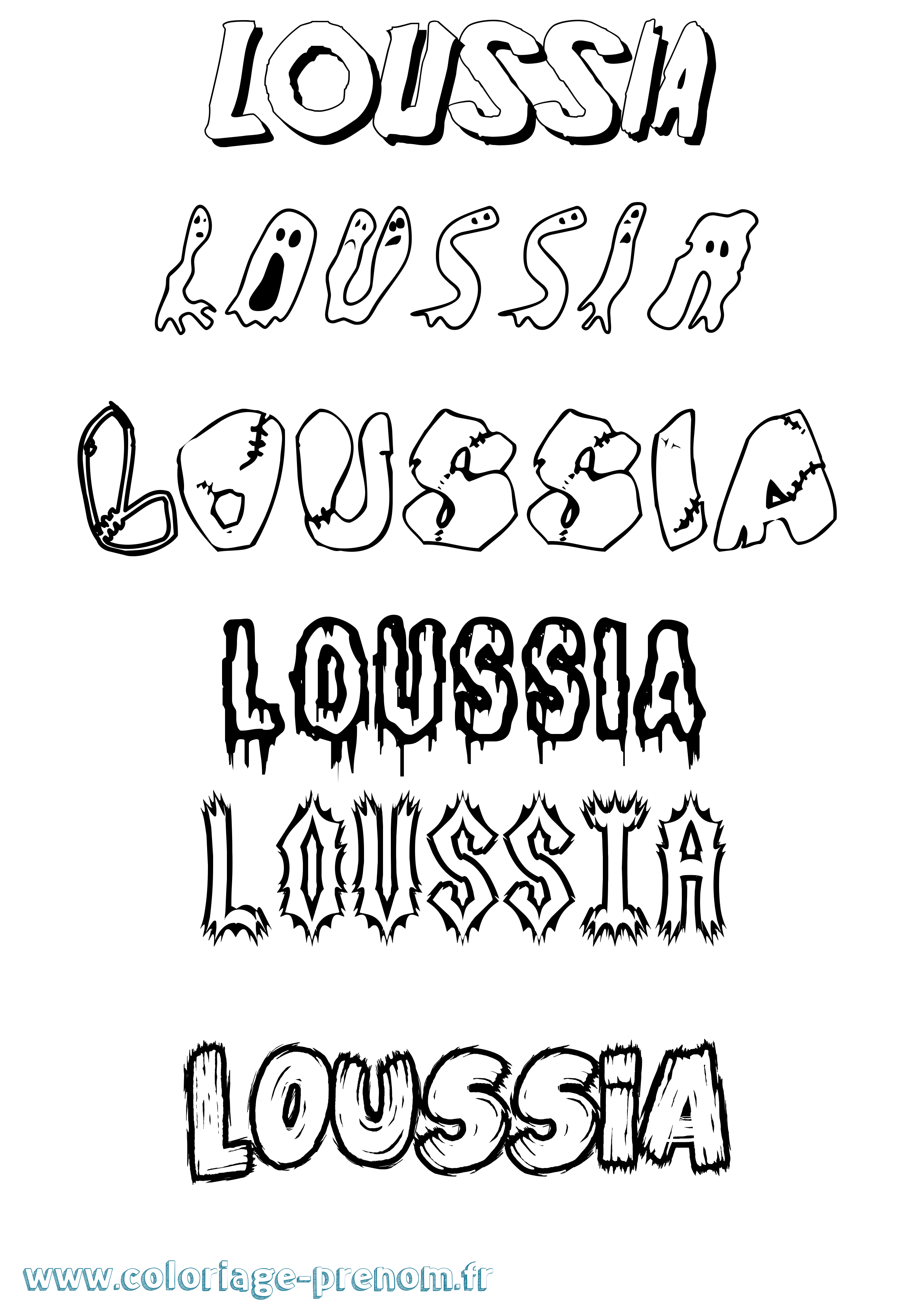 Coloriage Loussia Frisson Coloriage prénom Loussia Frisson