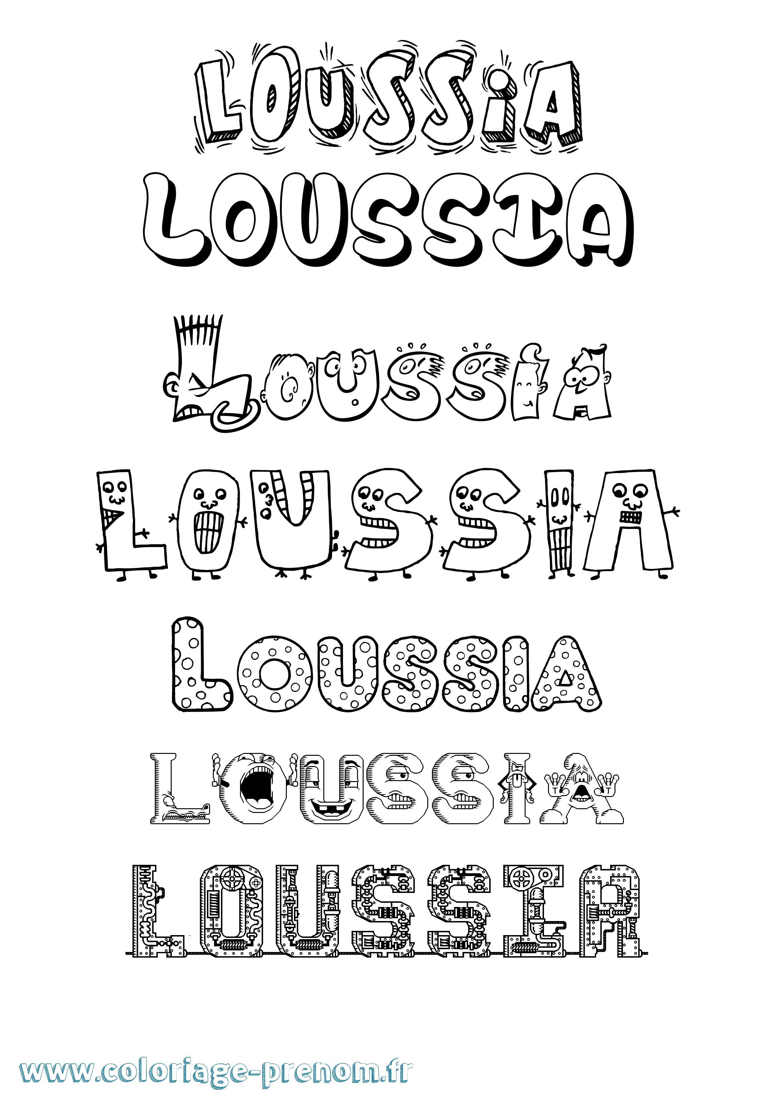 Coloriage Loussia Fun Coloriage prénom Loussia Fun