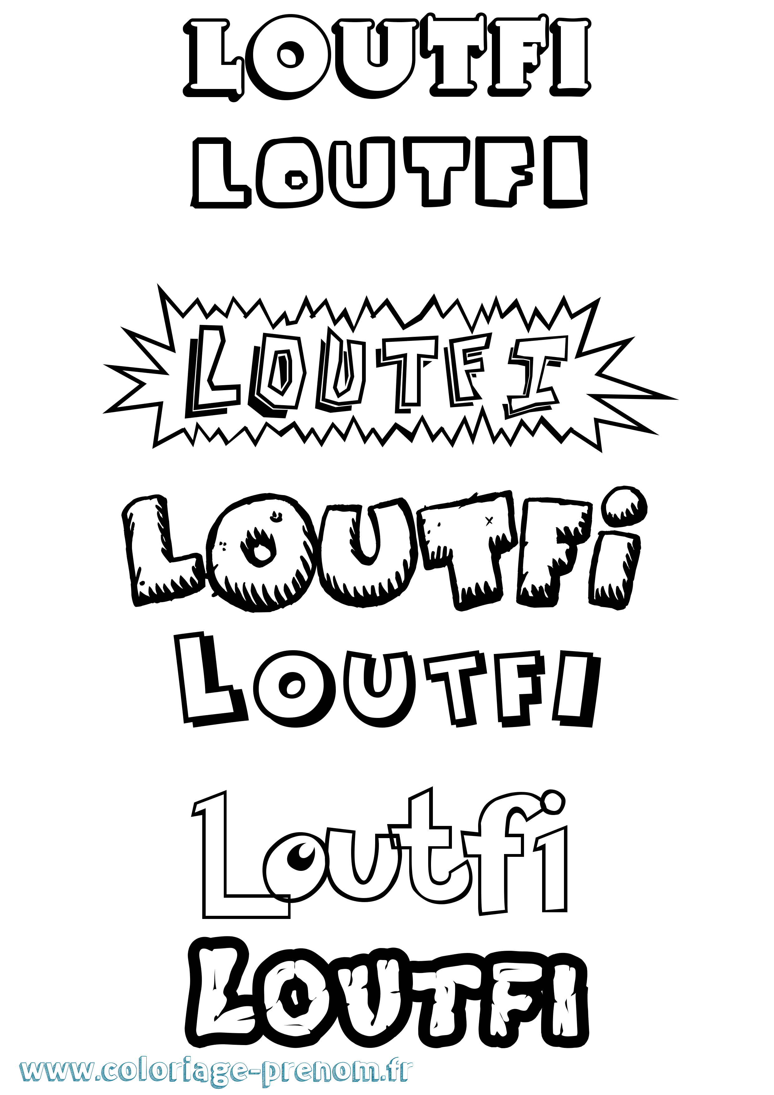 Coloriage Loutfi Dessin Animé Coloriage prénom Loutfi Dessin Animé