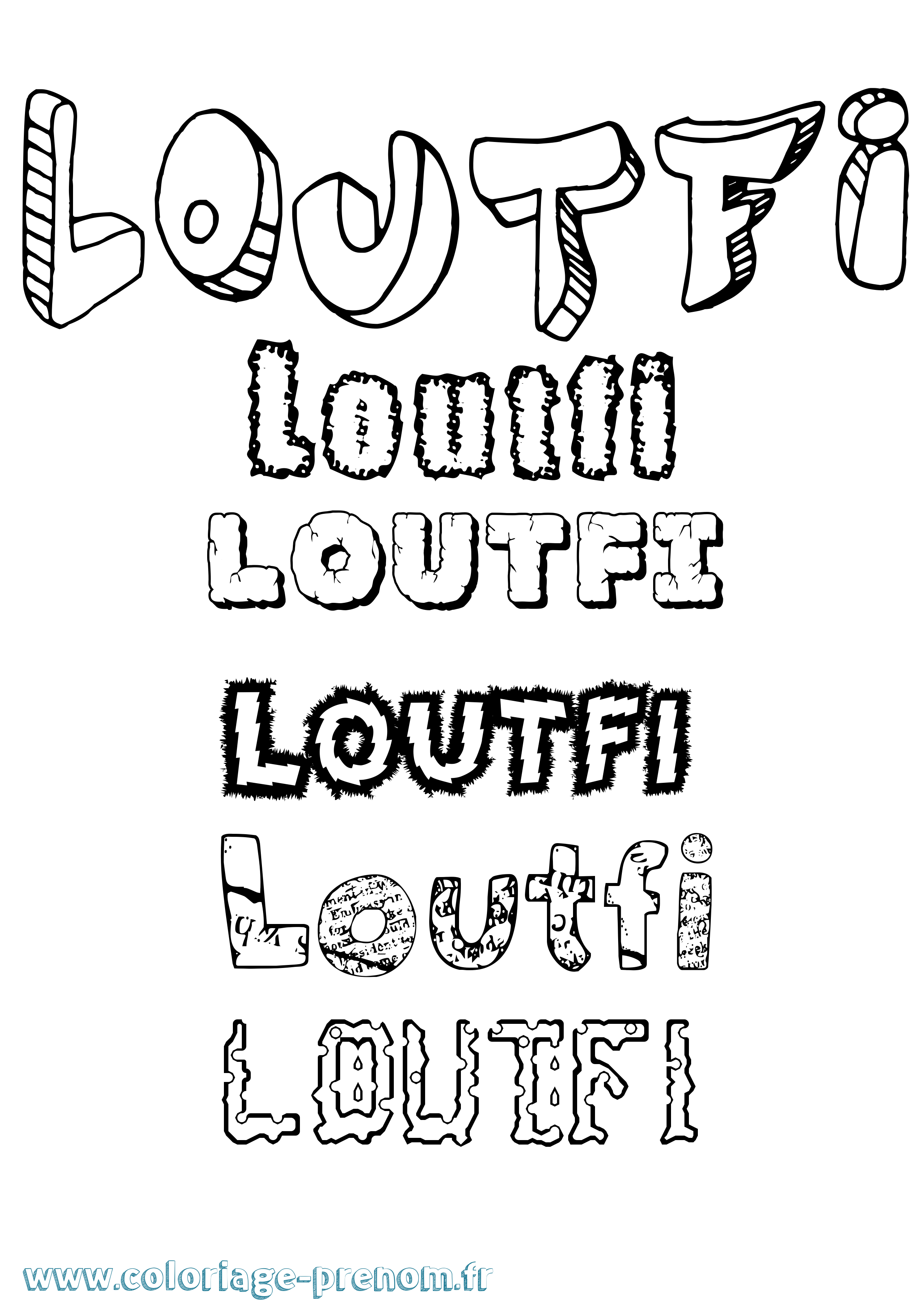 Coloriage Loutfi Destructuré Coloriage prénom Loutfi Destructuré