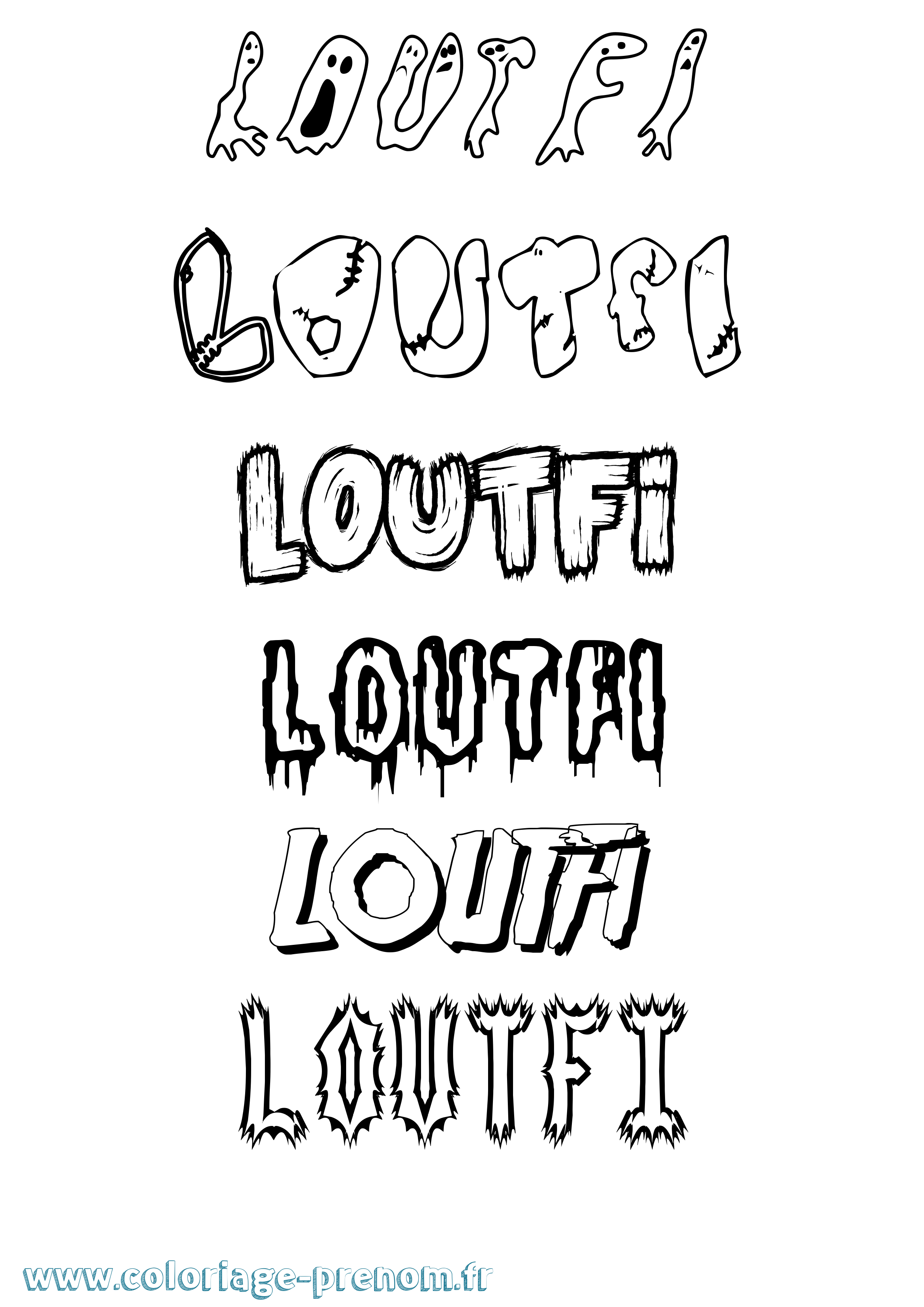 Coloriage Loutfi Frisson Coloriage prénom Loutfi Frisson