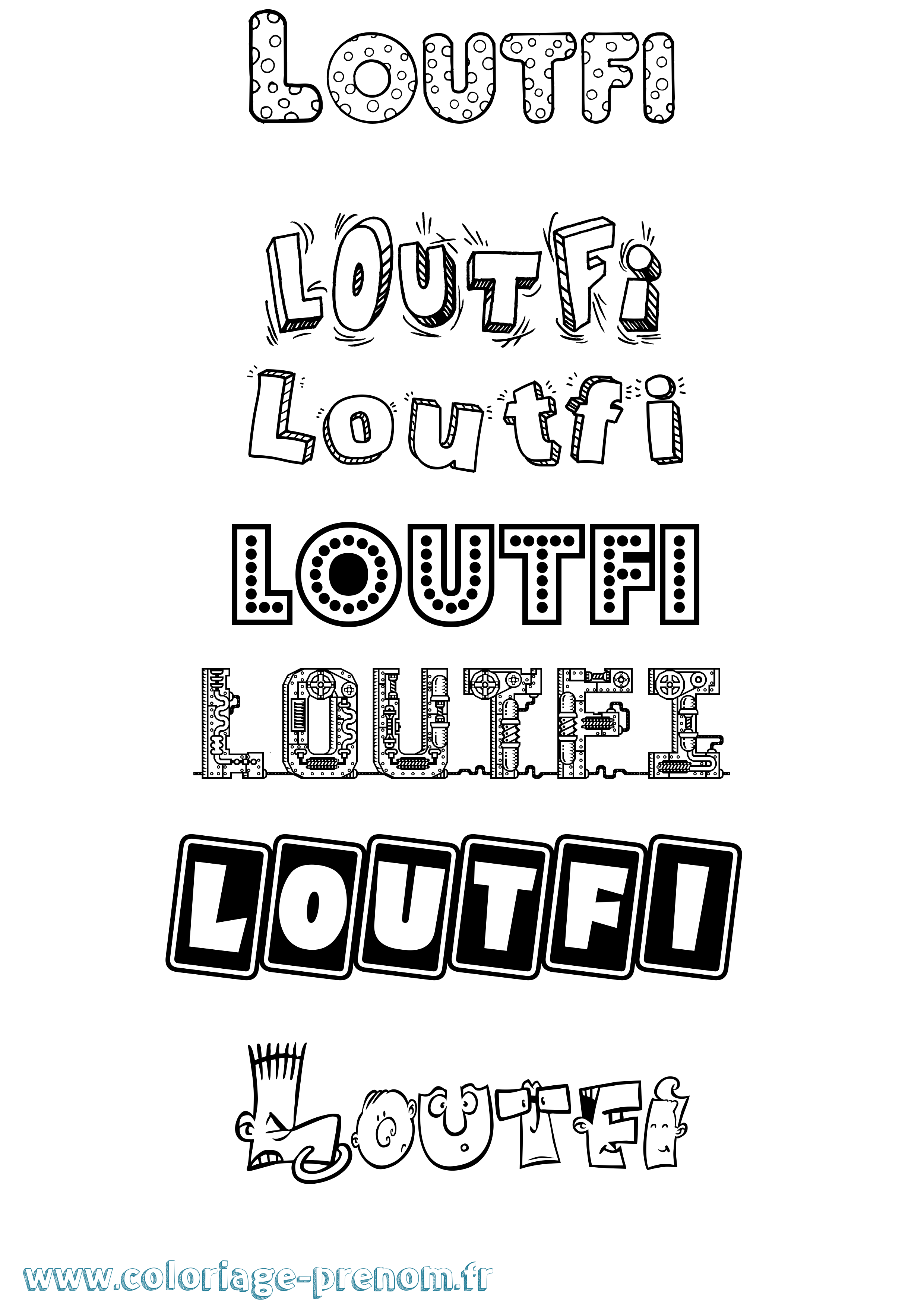 Coloriage Loutfi Fun Coloriage prénom Loutfi Fun