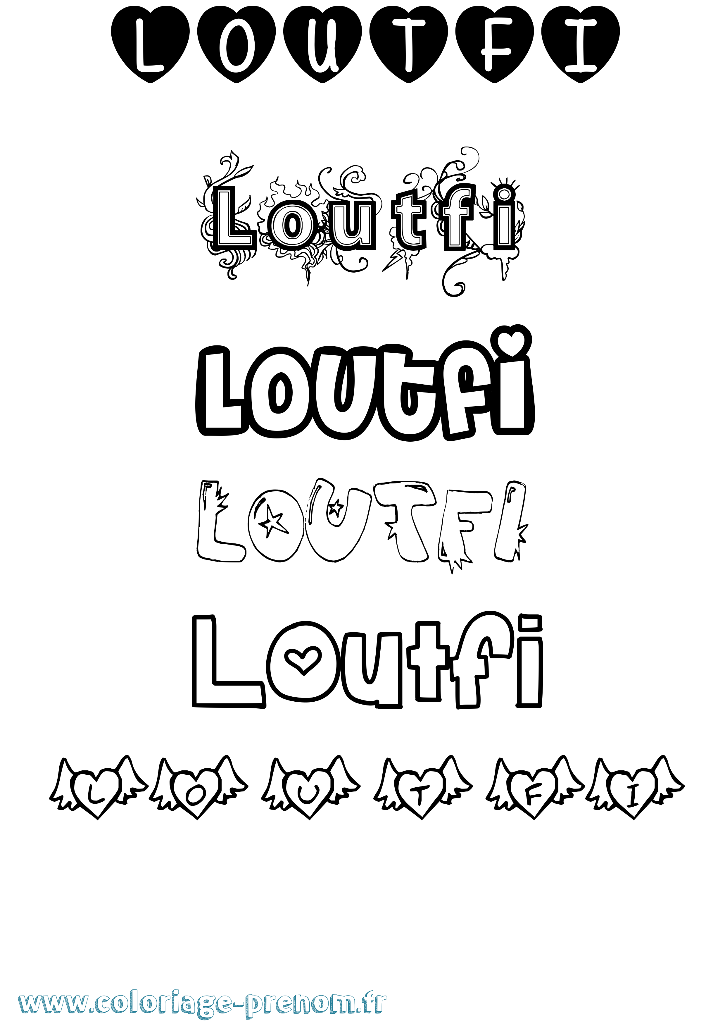 Coloriage Loutfi Girly Coloriage prénom Loutfi Girly
