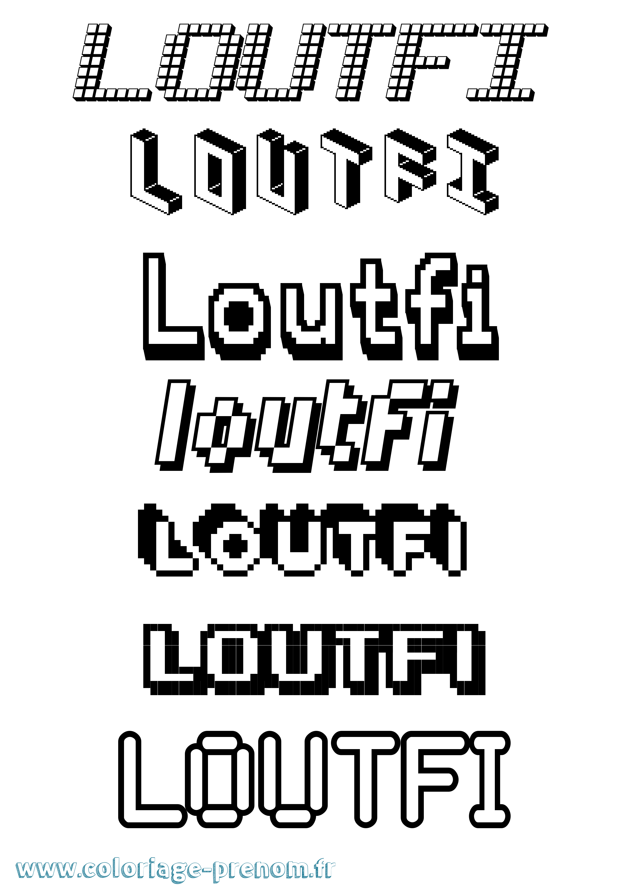 Coloriage Loutfi Pixel Coloriage prénom Loutfi Pixel