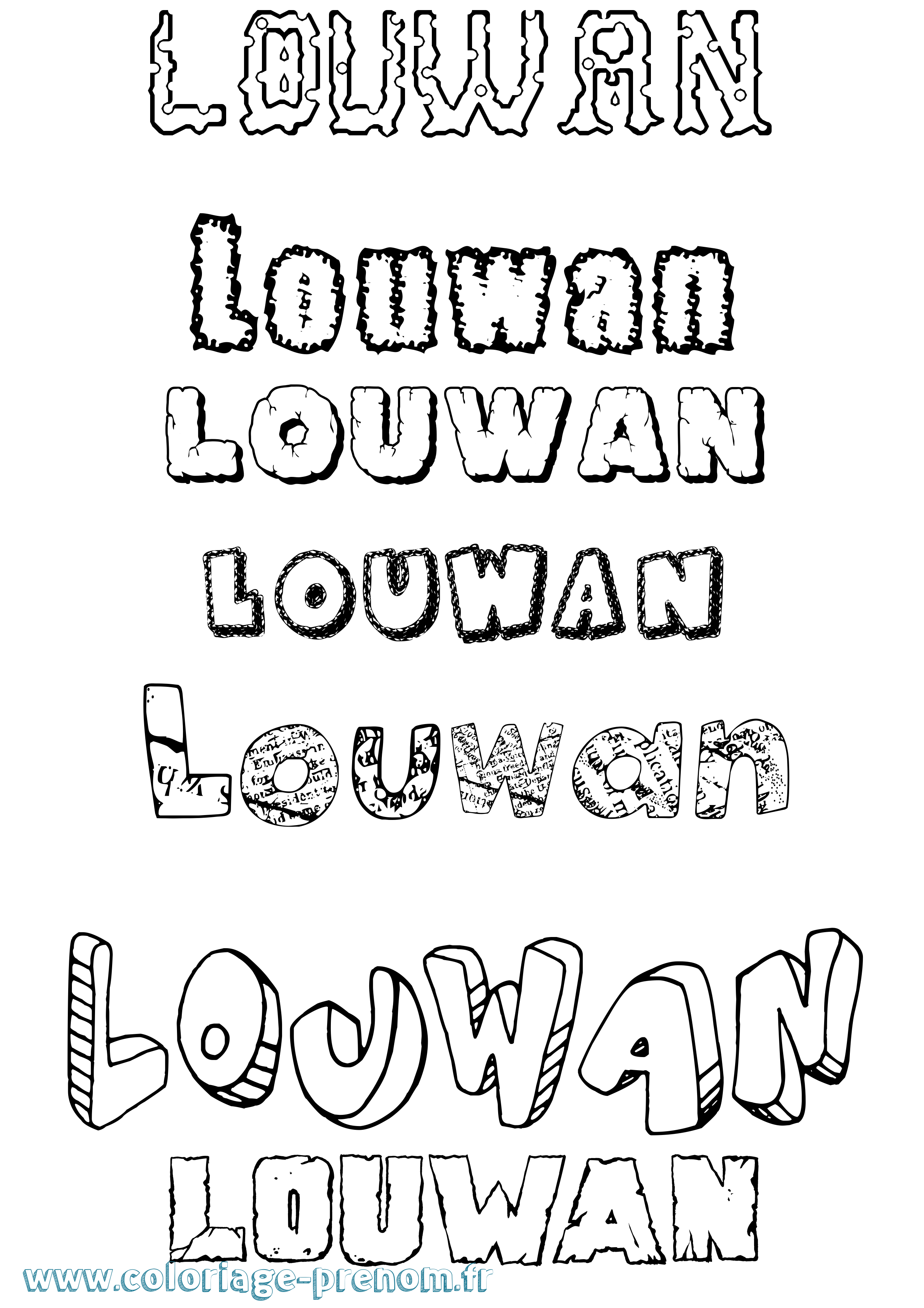 Coloriage Louwan Destructuré Coloriage prénom Louwan Destructuré