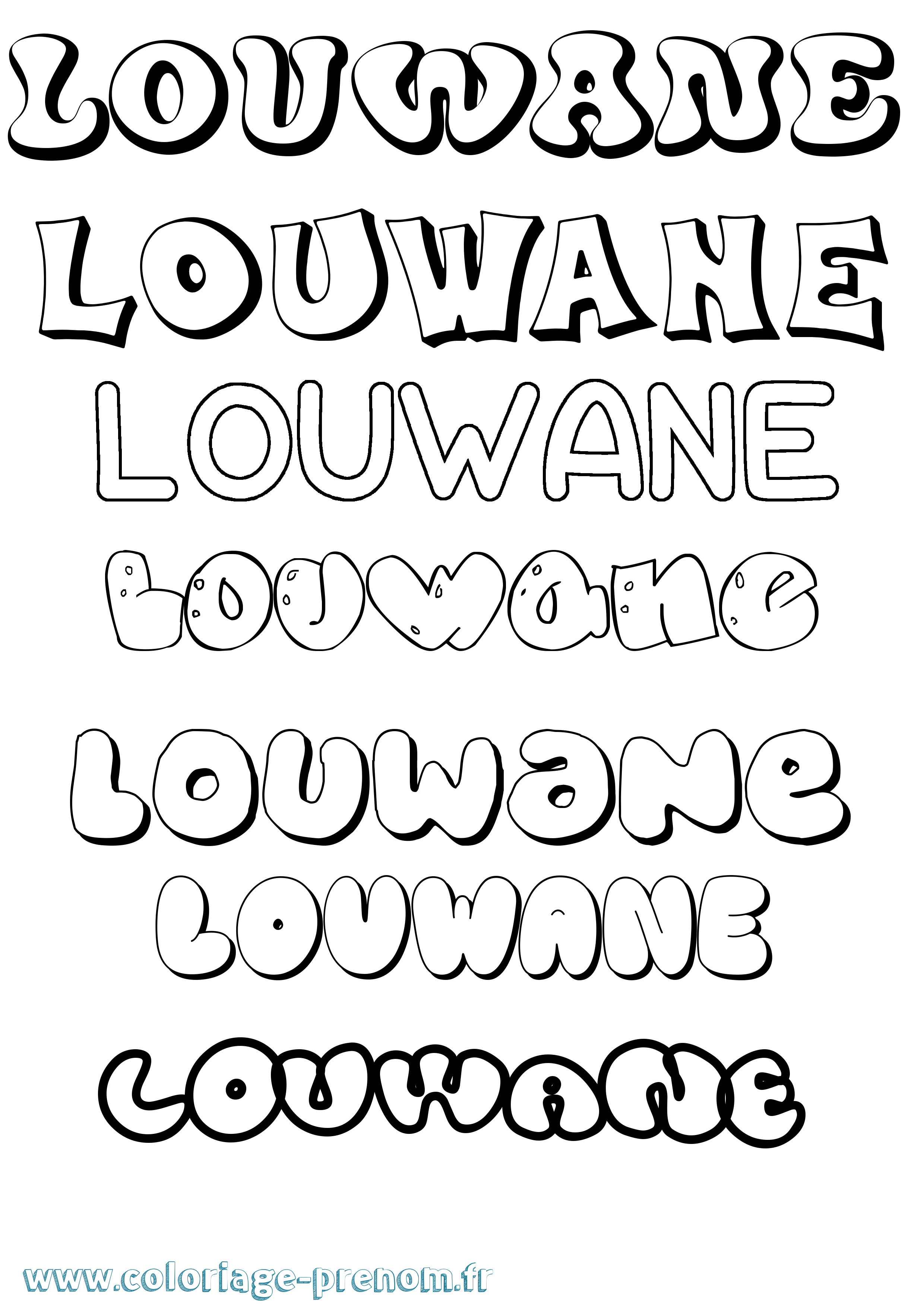 Coloriage Louwane Bubble Coloriage prénom Louwane Bubble