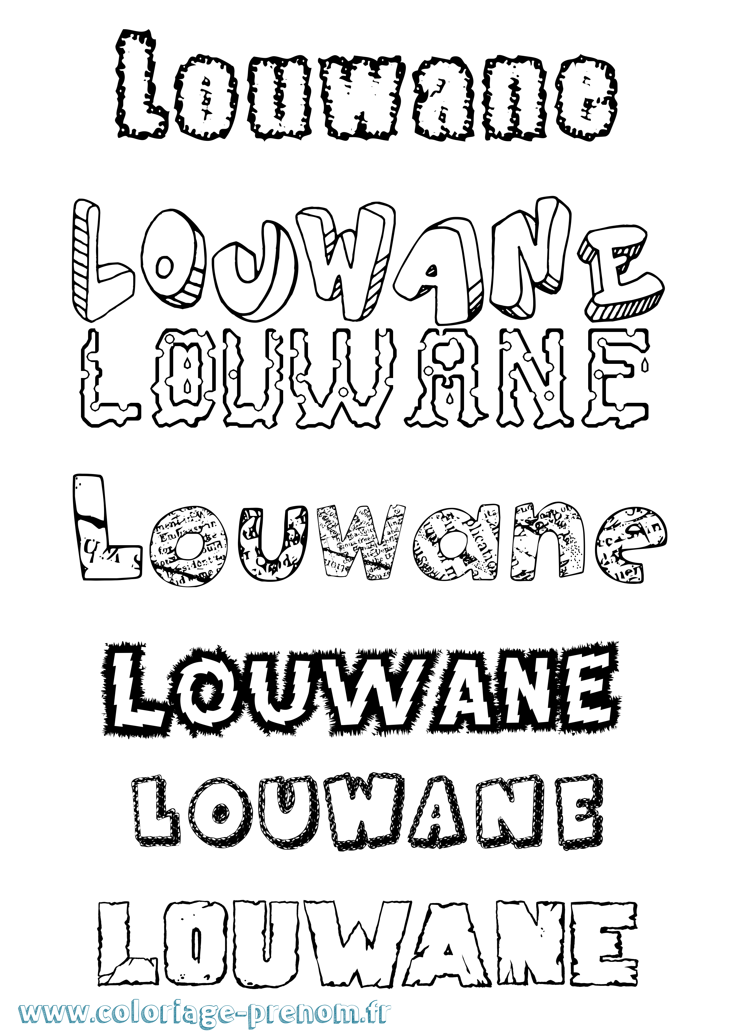 Coloriage Louwane Destructuré Coloriage prénom Louwane Destructuré