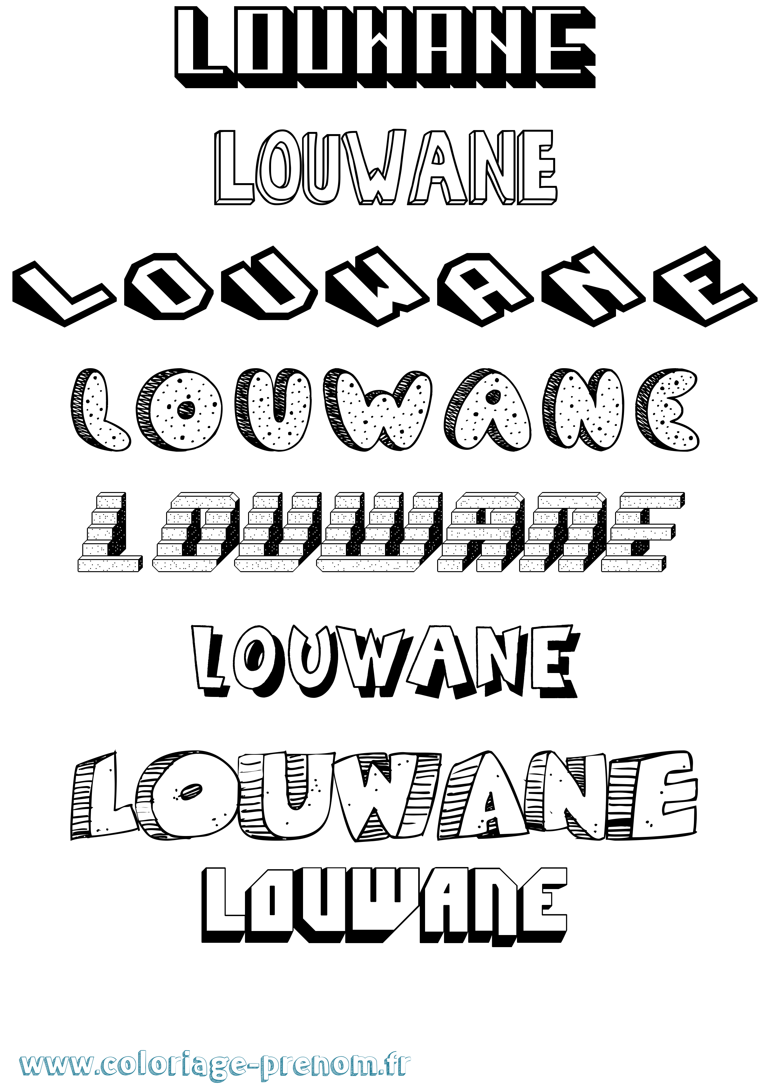 Coloriage Louwane Effet 3D Coloriage prénom Louwane Effet 3D
