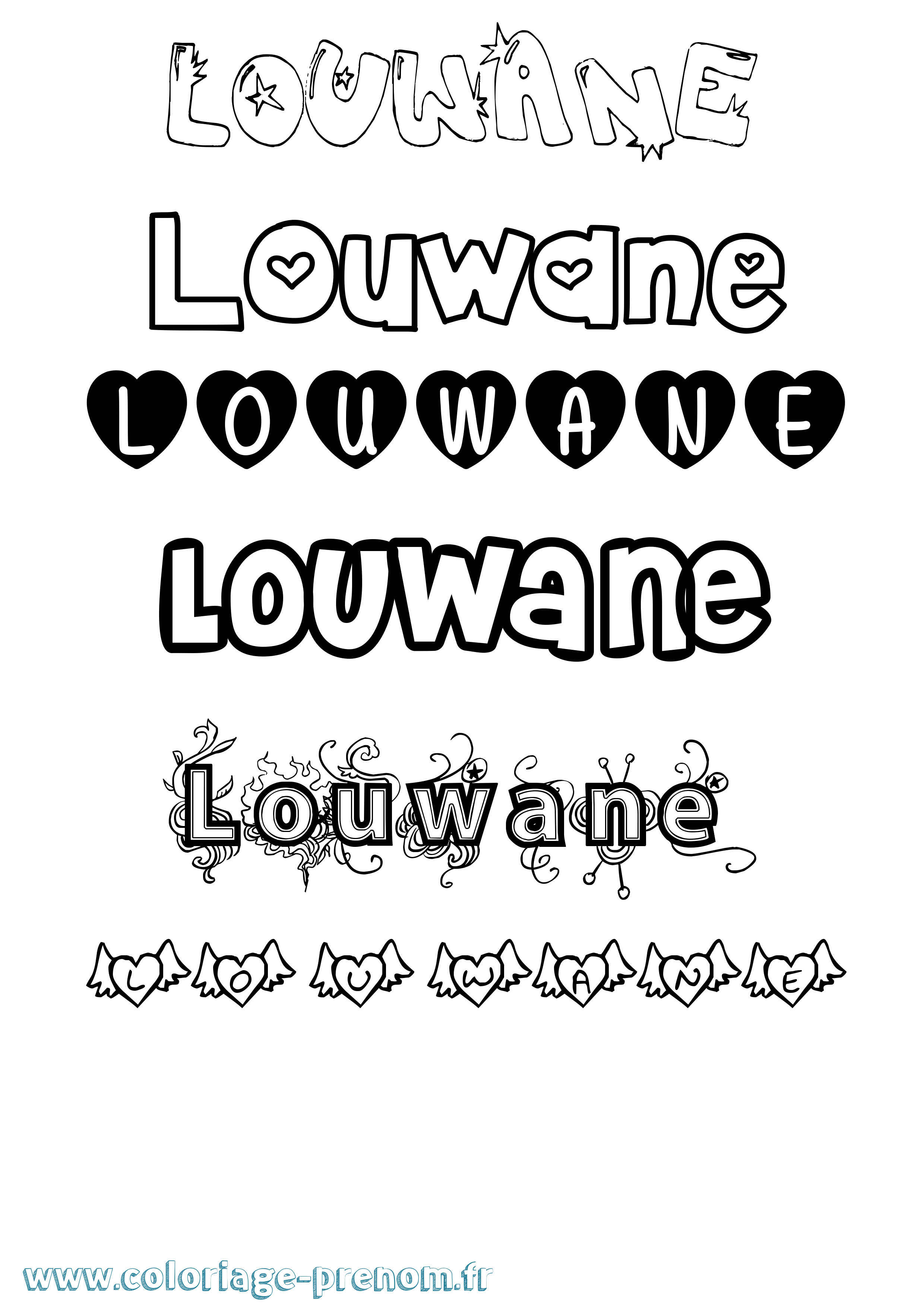 Coloriage Louwane Girly Coloriage prénom Louwane Girly