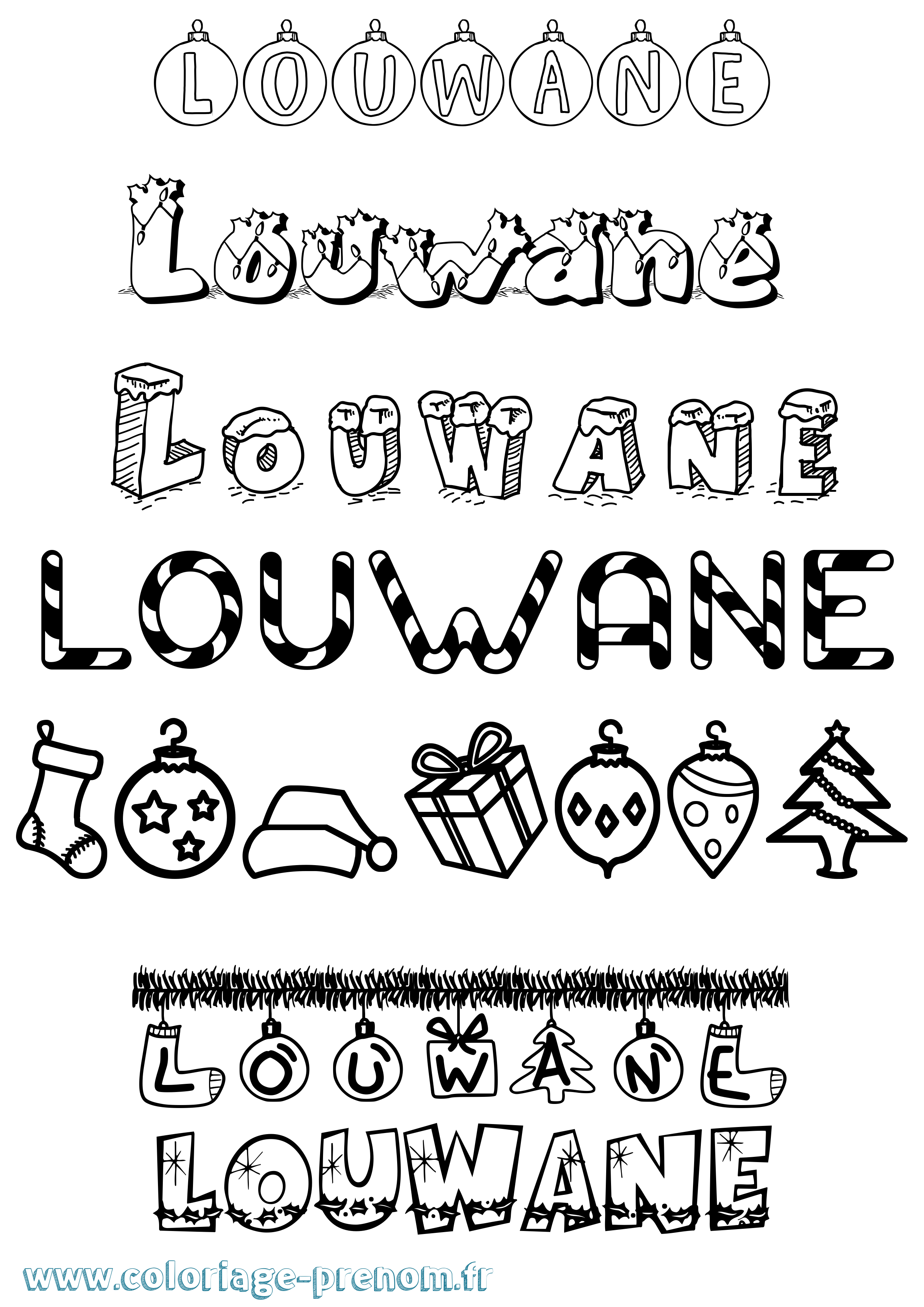 Coloriage Louwane Noël Coloriage prénom Louwane Noël
